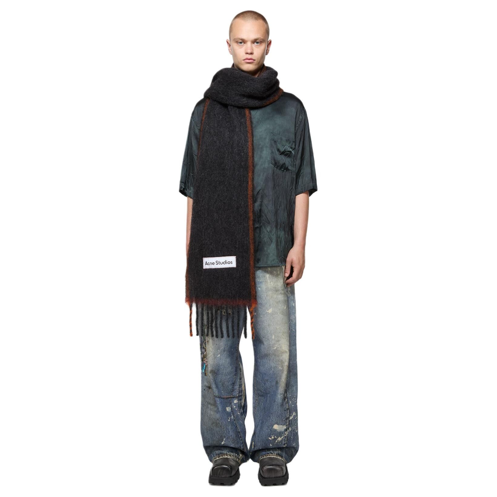 【代購】Acne Studios Logo Patch Fringed Edge Scarf CA0290-900