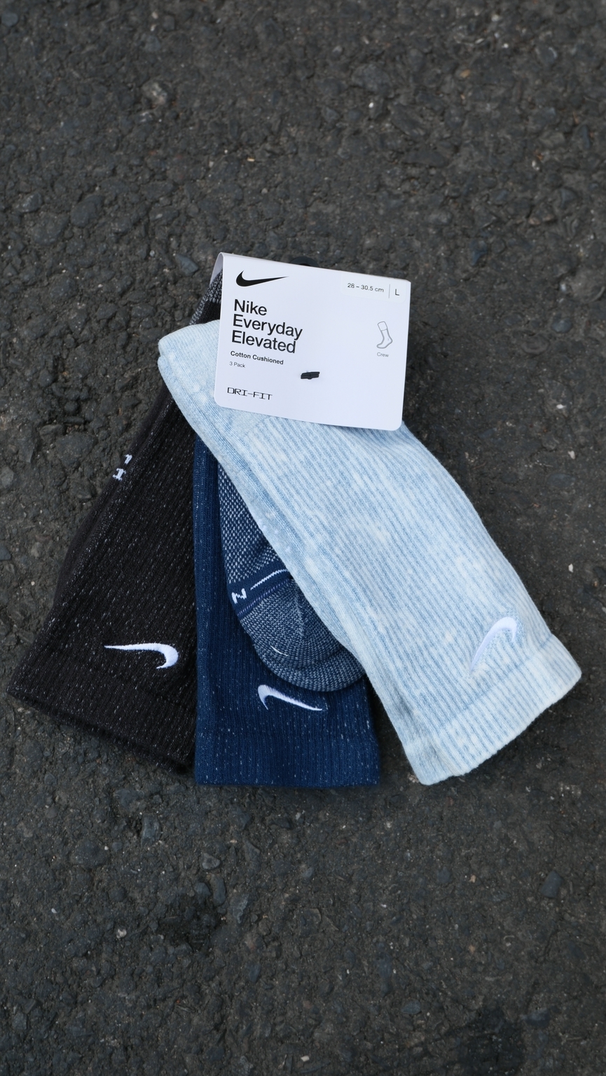 Nike Everyday Elevated 黑色 深藍 水藍 長襪 三雙一組 IW4816-900