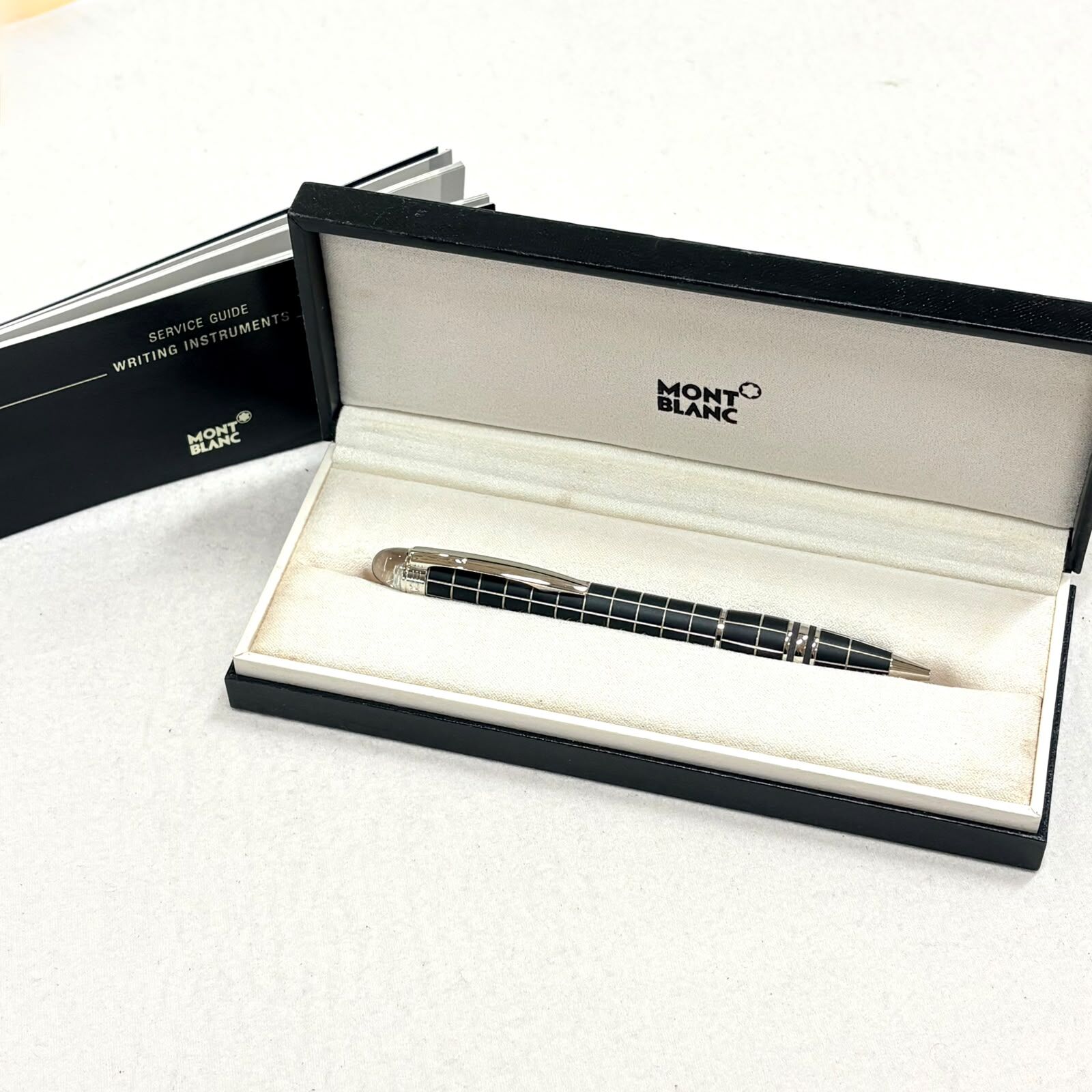 95%NEW USED MONTBLANC PEN  8857 /25610 萬寶龍 StarWalker 星際行者橡膠金屬格子紋原子筆 #香榭站正品