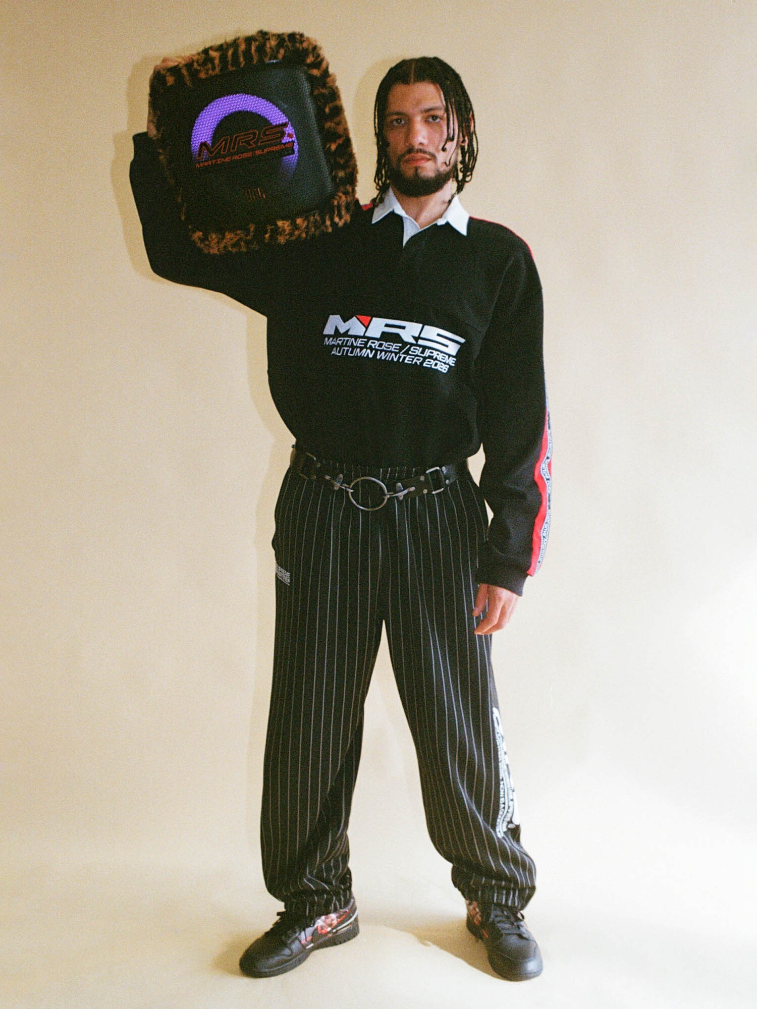 SUPREME X MARTINE ROSE RUGBY (黑色/綠色/紫色) 3M反光 橄欖球衣