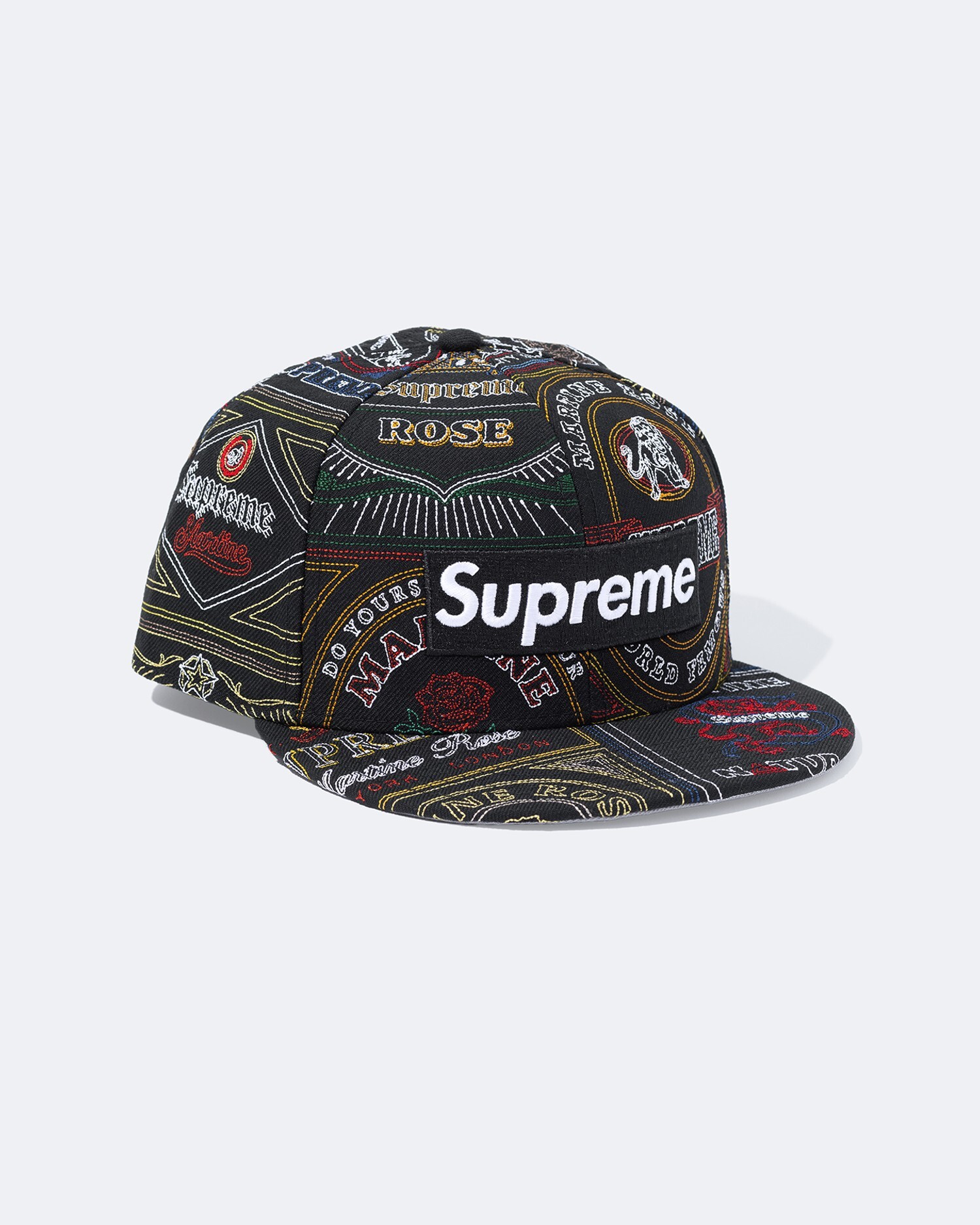 SUPREME X MARTINE ROSE PATCHWORK LABELS BOX LOGO NEW ERA 棒球帽