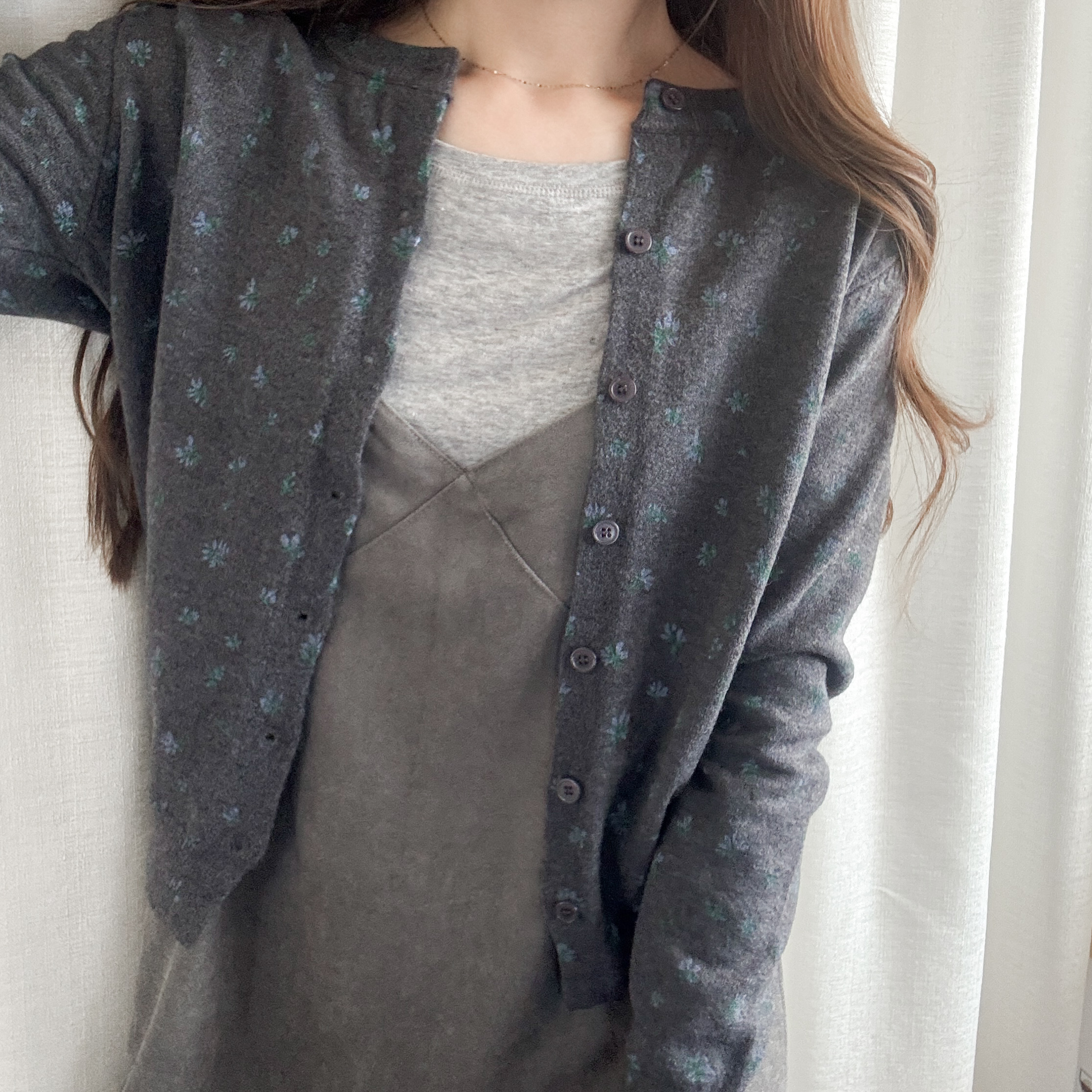 小碎花毛衣外套