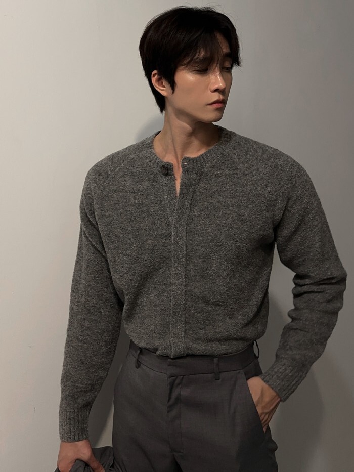 Slate Hidden Button Knit