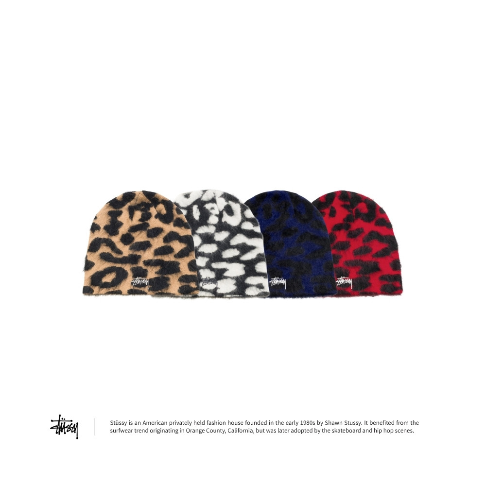 Stussy Cashmere Leopard Skullcap 喀什米爾豹紋毛帽