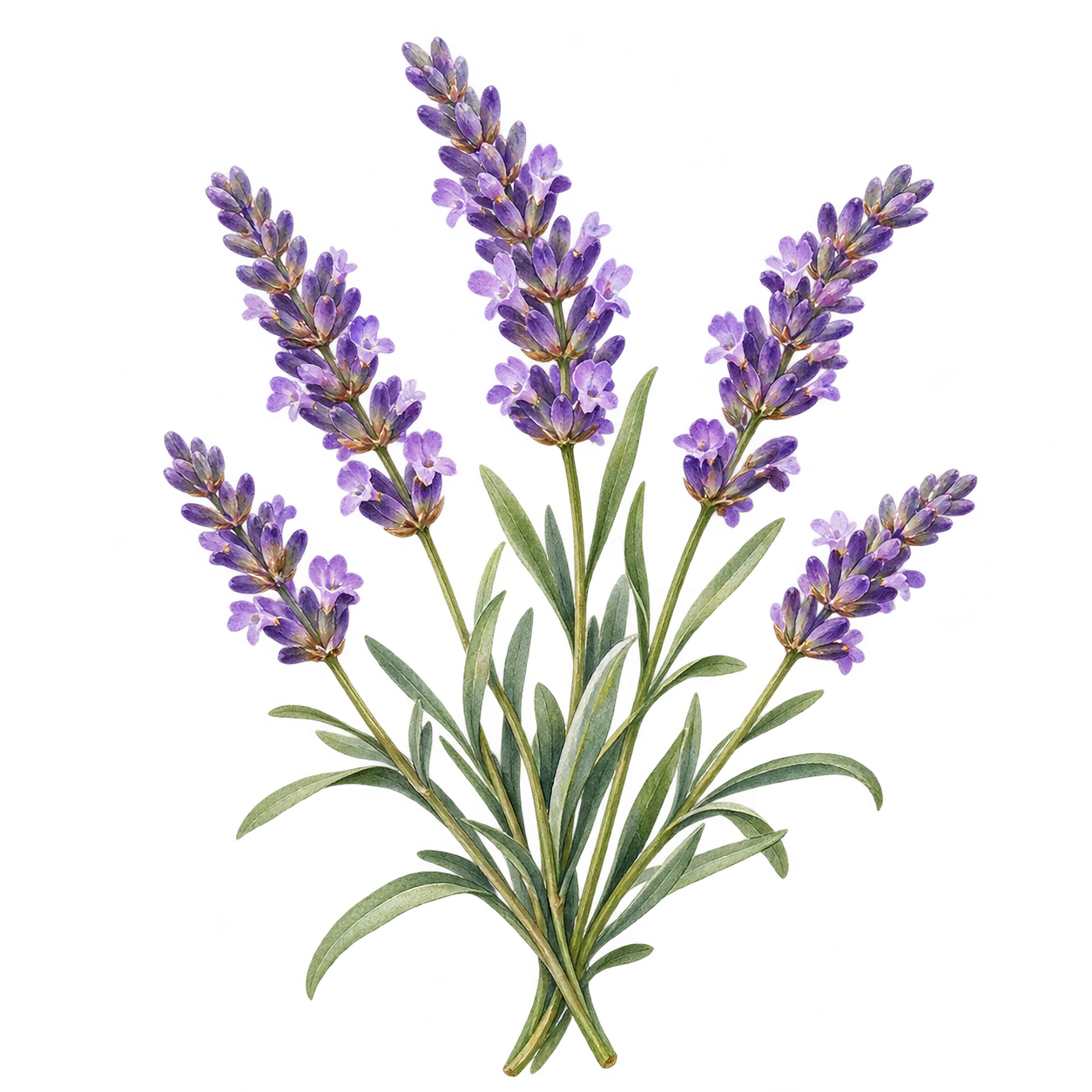 薰衣草花穗水彩插畫