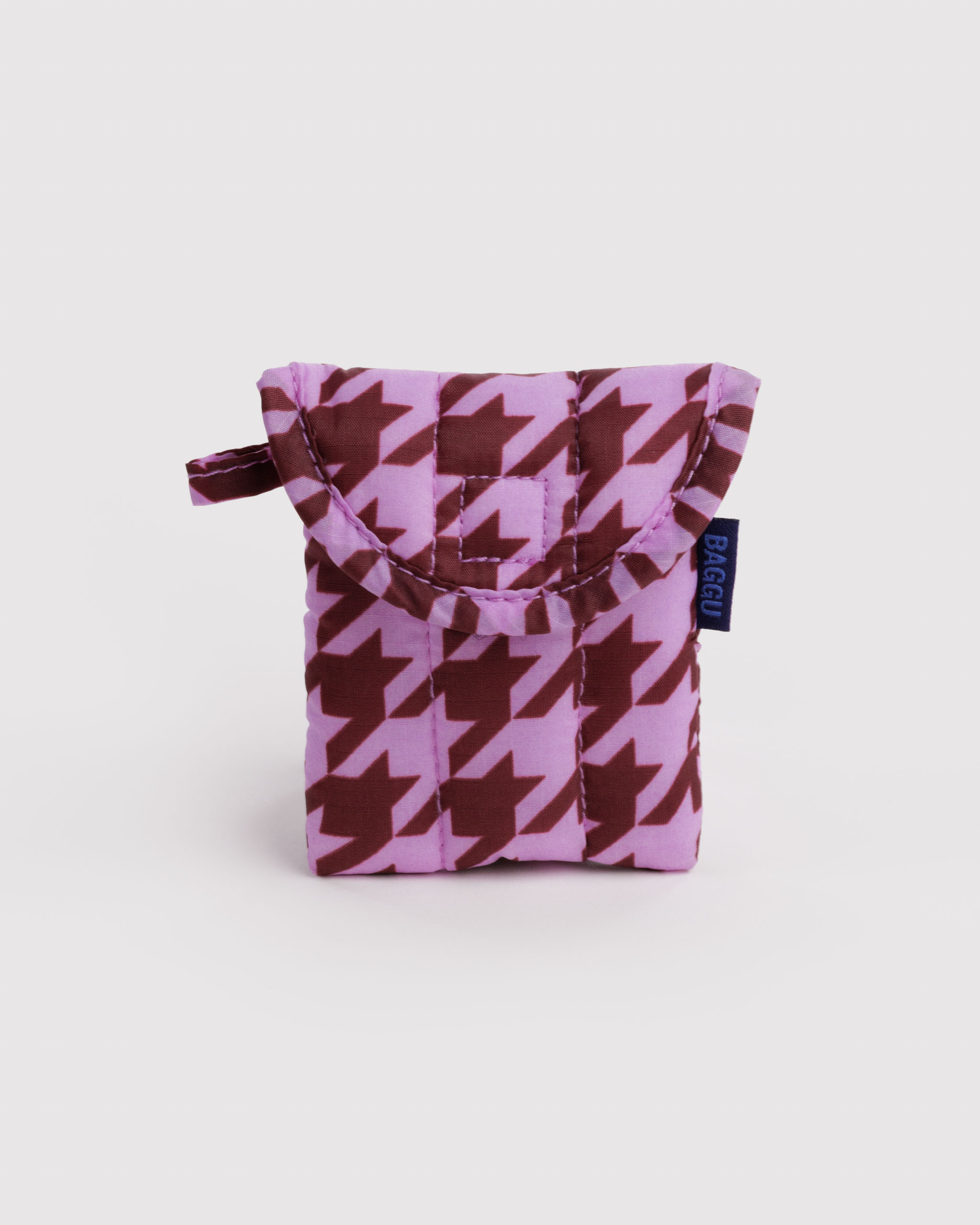 Puffy Earbuds Case - Pink Houndstooth｜BAGGU