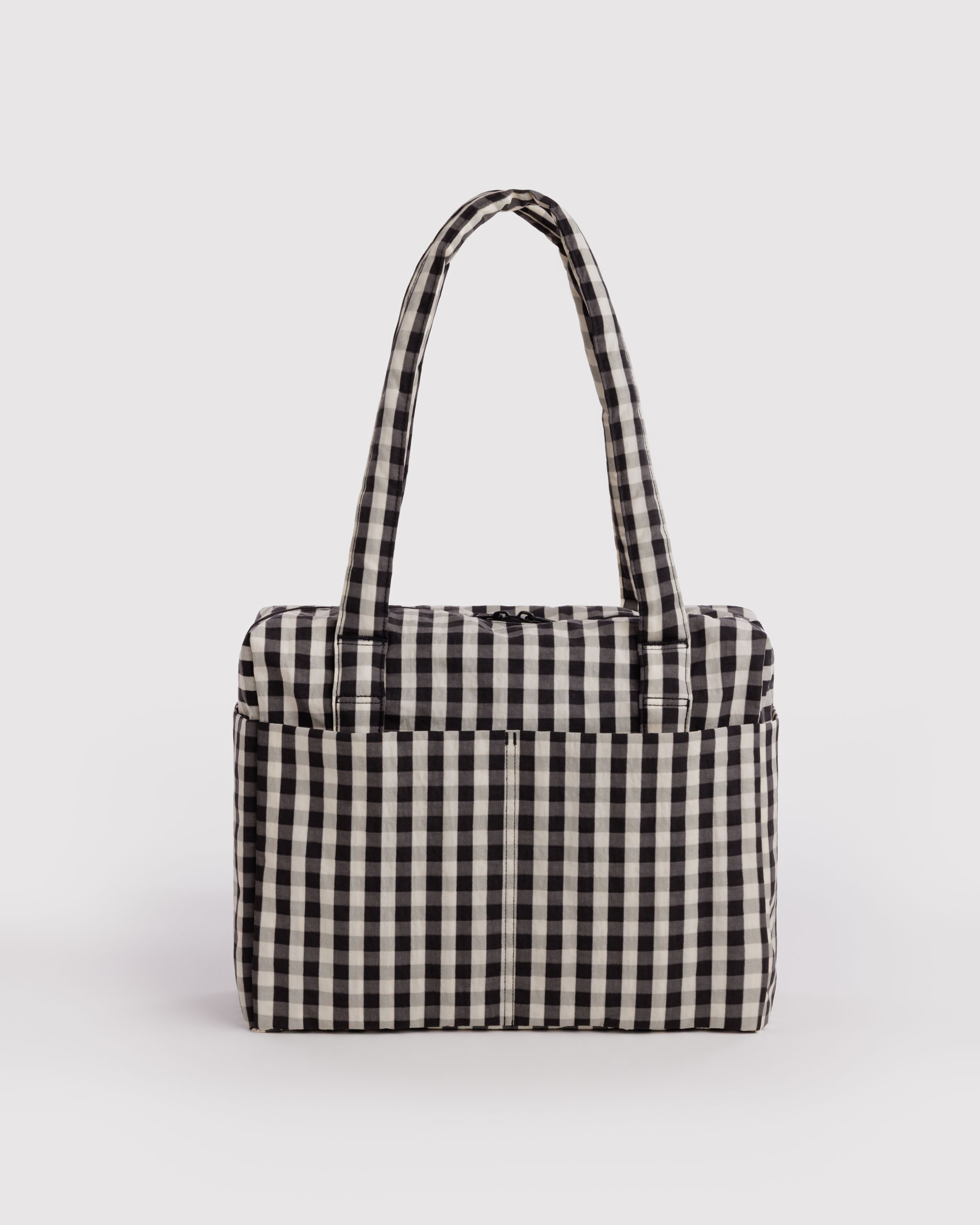 Small Cloud Carry-On - Black and Cream Gingham｜BAGGU