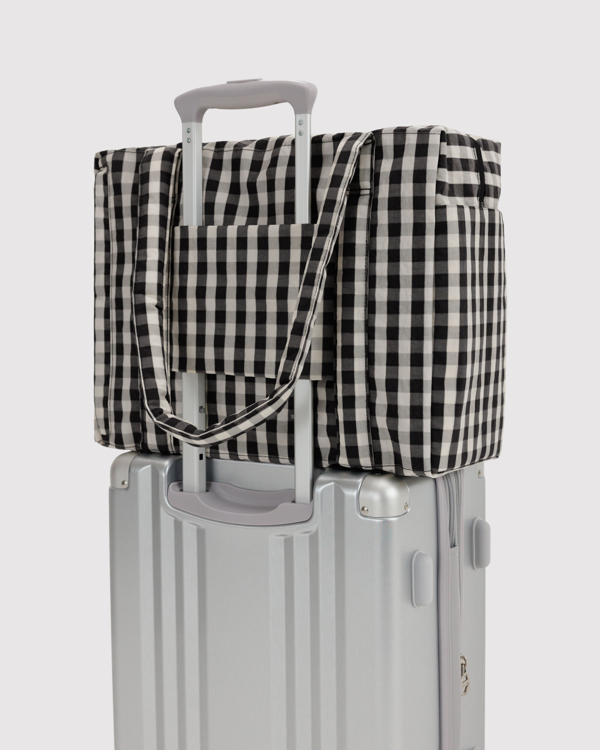 Small Cloud Carry-On - Black and Cream Gingham｜BAGGU