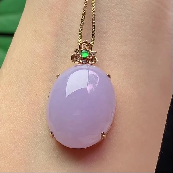 翡翠紫羅蘭蛋面吊墜,天然翡翠A玉, 緬甸玉, Jade, Jadeite