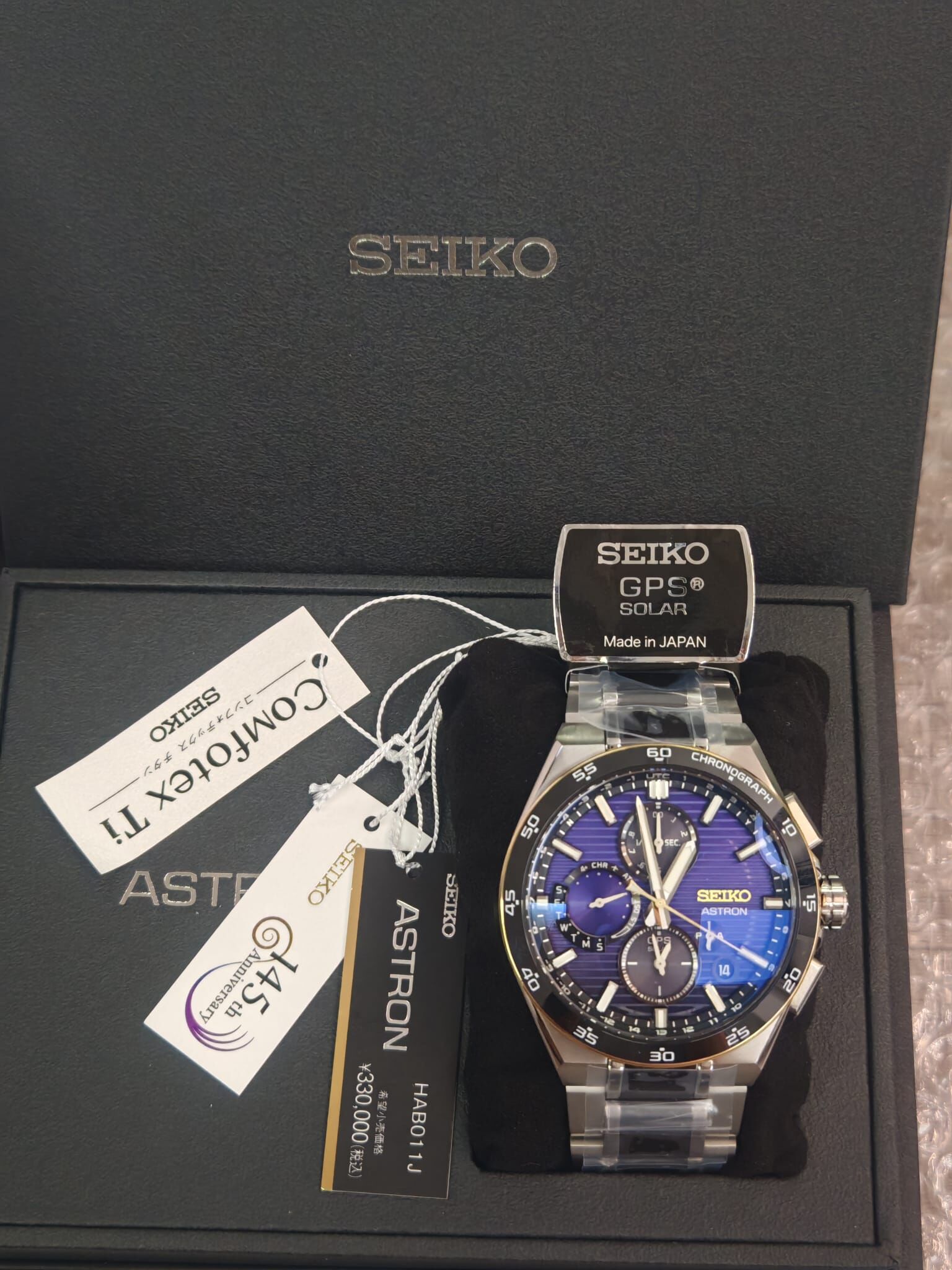 Seiko  Astron GPS Solar 145th Anniversary Limited Astron NEXTER Solar GPS radio titanium strap watch HAB011 HAB011J HAB011J1 Astron NEXTER 太陽能 GPS 電波鈦金屬錶帶腕錶 145週年限量版