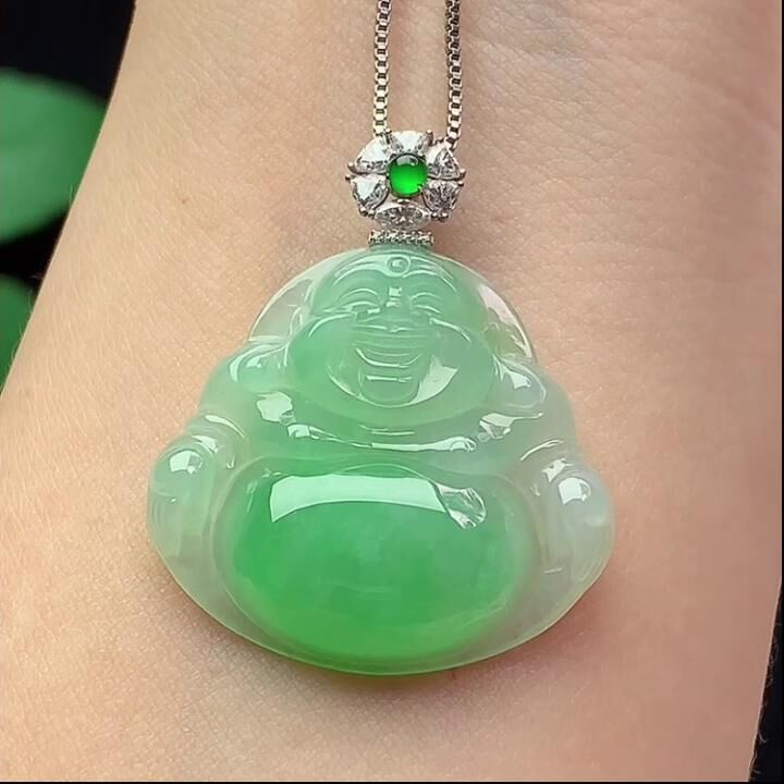 翡翠冰種飄綠佛公,天然翡翠A玉, 緬甸玉, Jade, Jadeite