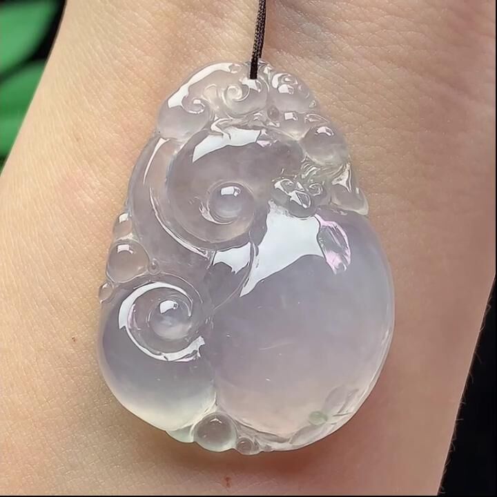翡翠冰種熒光如意,天然翡翠A玉, 緬甸玉, Jade, Jadeite