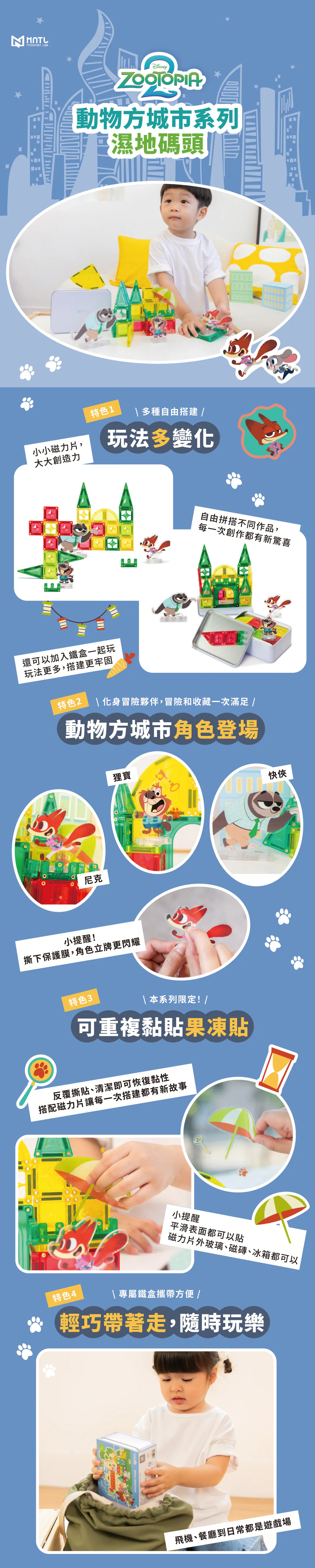MNTL 動物方城市濕地碼頭磁力片