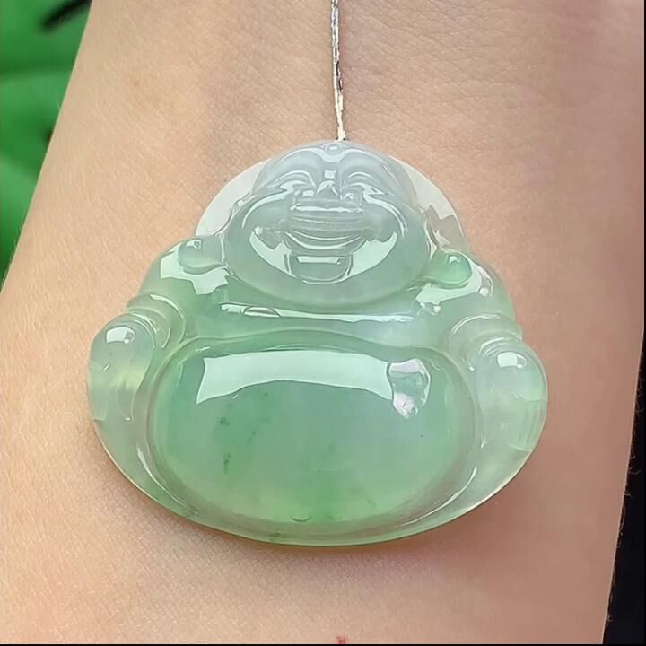 翡翠冰種飄花佛公,天然翡翠A玉, 緬甸玉, Jade, Jadeite