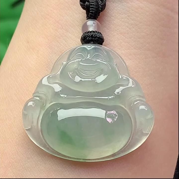 翡翠冰種飄花熒光佛公,天然翡翠A玉, 緬甸玉, Jade, Jadeite