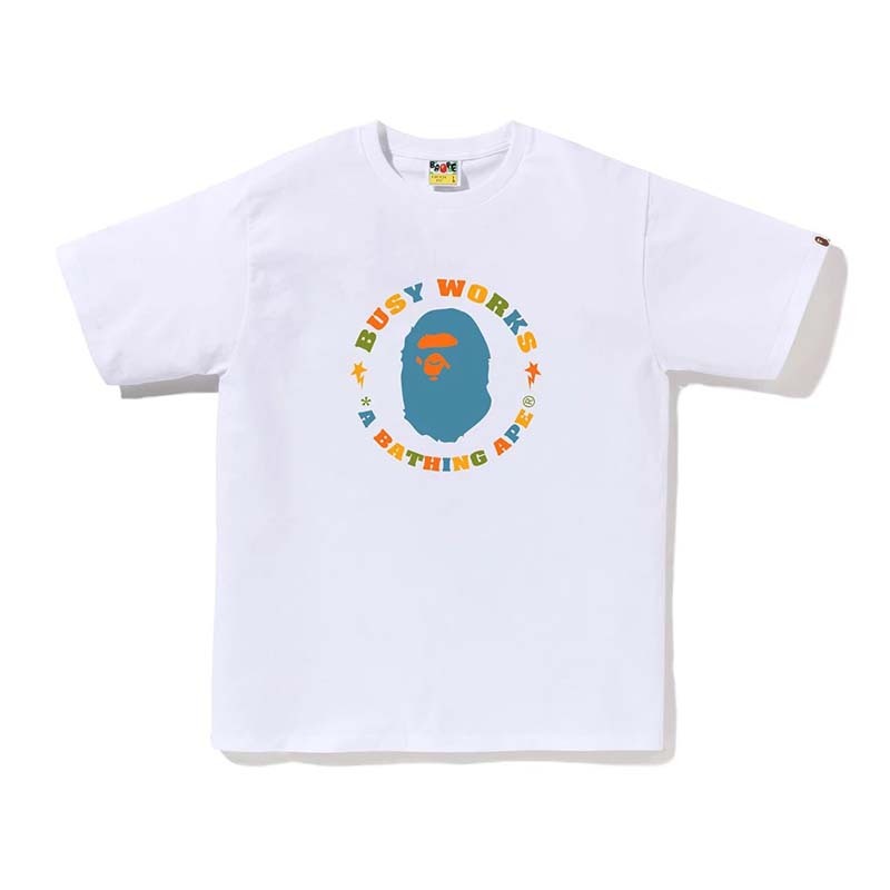 BAPE COLORS BUSY WORKS STA TEE 男版 猿人 短袖 白色 1L30110020-WE [台灣現貨]