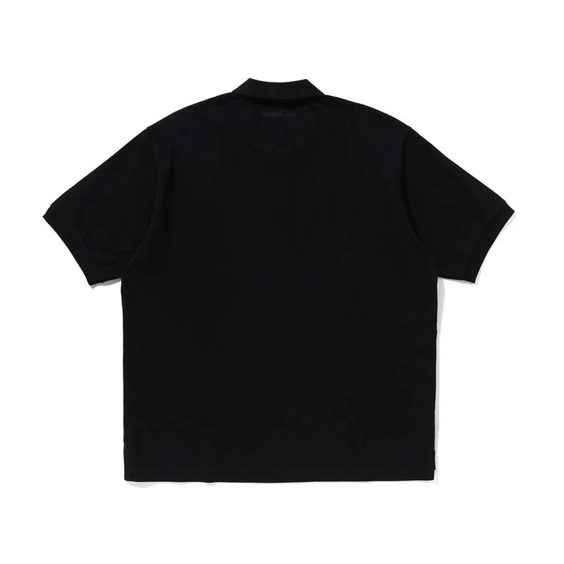 BAPE ONE POINT RELAXED FIT POLO SHIRT 男版 電繡猿人 短袖 POLO衫 黑色 1L80112301-BK [台灣現貨]