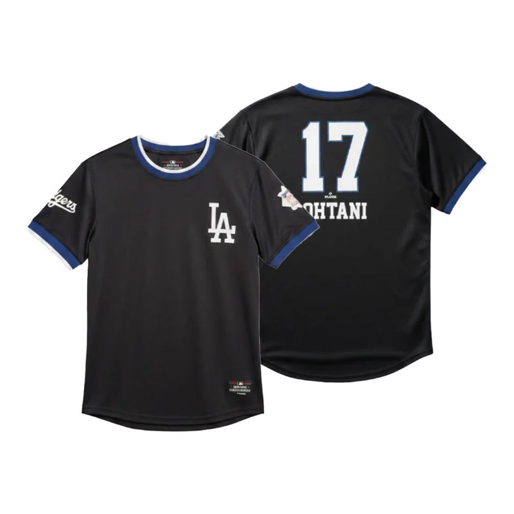 Mitchell & Ness LA OHTANI 黑色 道奇隊 大谷翔平 排汗 球衣 短T【MBPJS525202BK】
