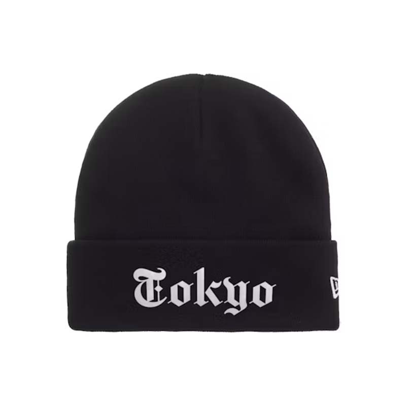 Supreme × New Era Shop Beanie Tokyo 哥德字體  雙面毛帽 帽子 黑色 FW26BN33J-BK [台灣現貨]
