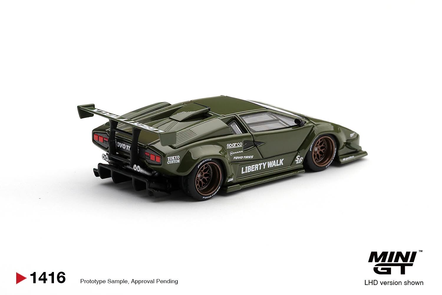[Pre order] Mini GT #1416 Lamborghini Countach LB-WORKS Army Green LHD