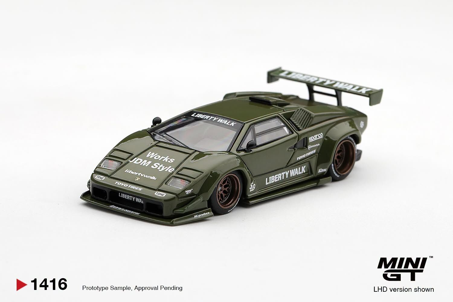 [Pre order] Mini GT #1416 Lamborghini Countach LB-WORKS Army Green LHD