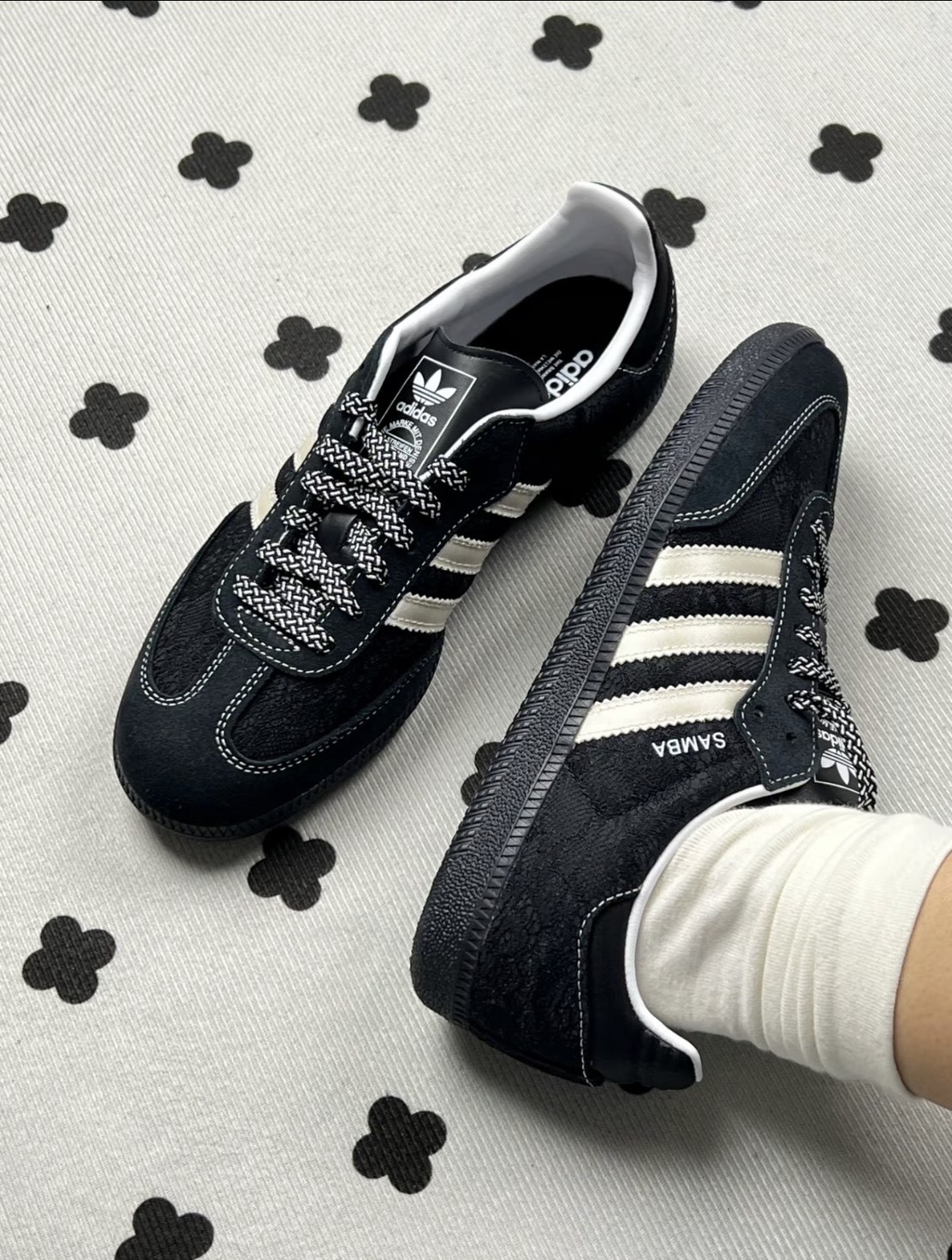 【OWN】ADIDAS ORIGINALS W SAMBA OG 黑色蕾絲 德訓鞋 休閒 平底 奶油 復古黑色 女鞋