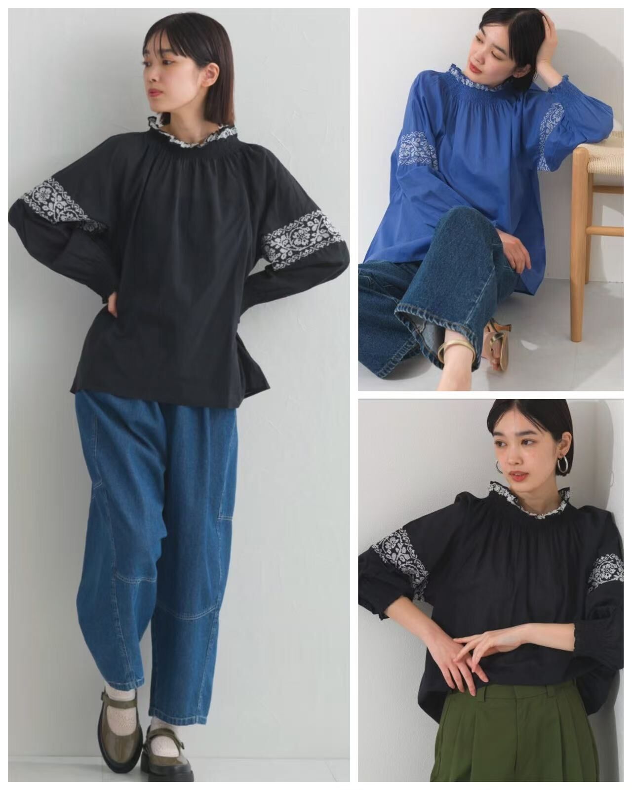 【預購】JM101509 OMNES 民族風刺繡上衣