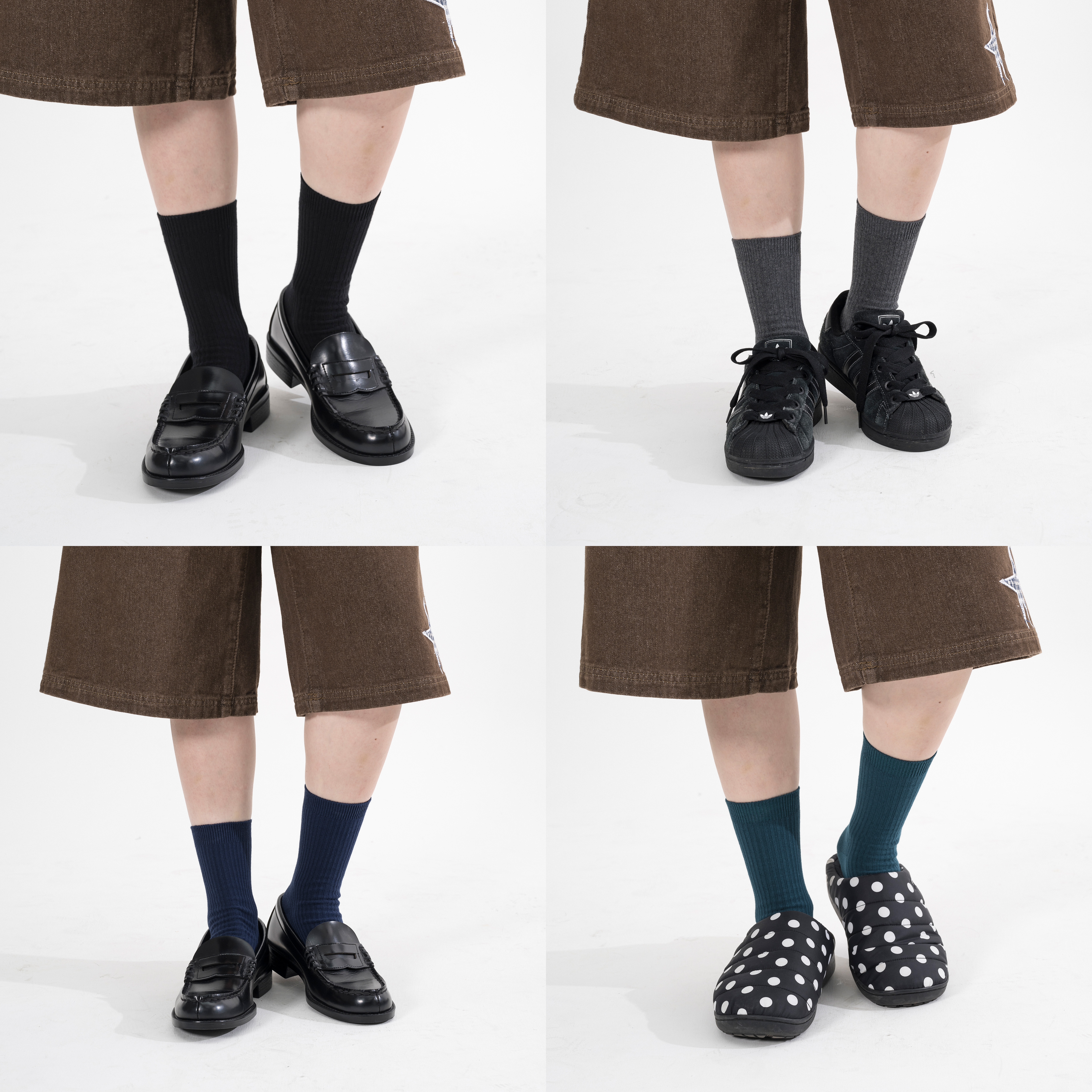 Ribbed Crew Socks 女裝多色 螺紋中筒襪 [M-S1]