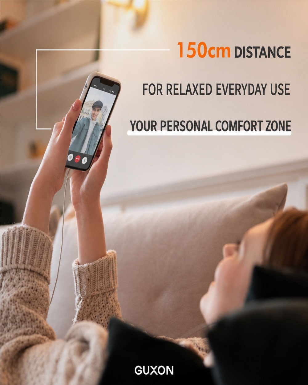150cm cable length allowing relaxed phone use from a distance