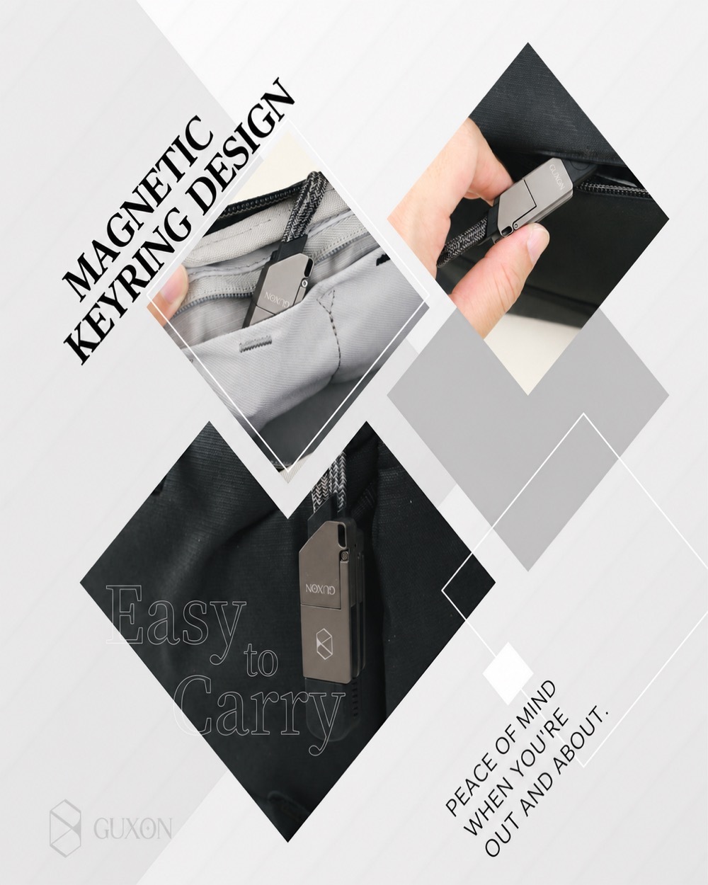 Magnetic keyring design held in hand, easy to carry when out and about