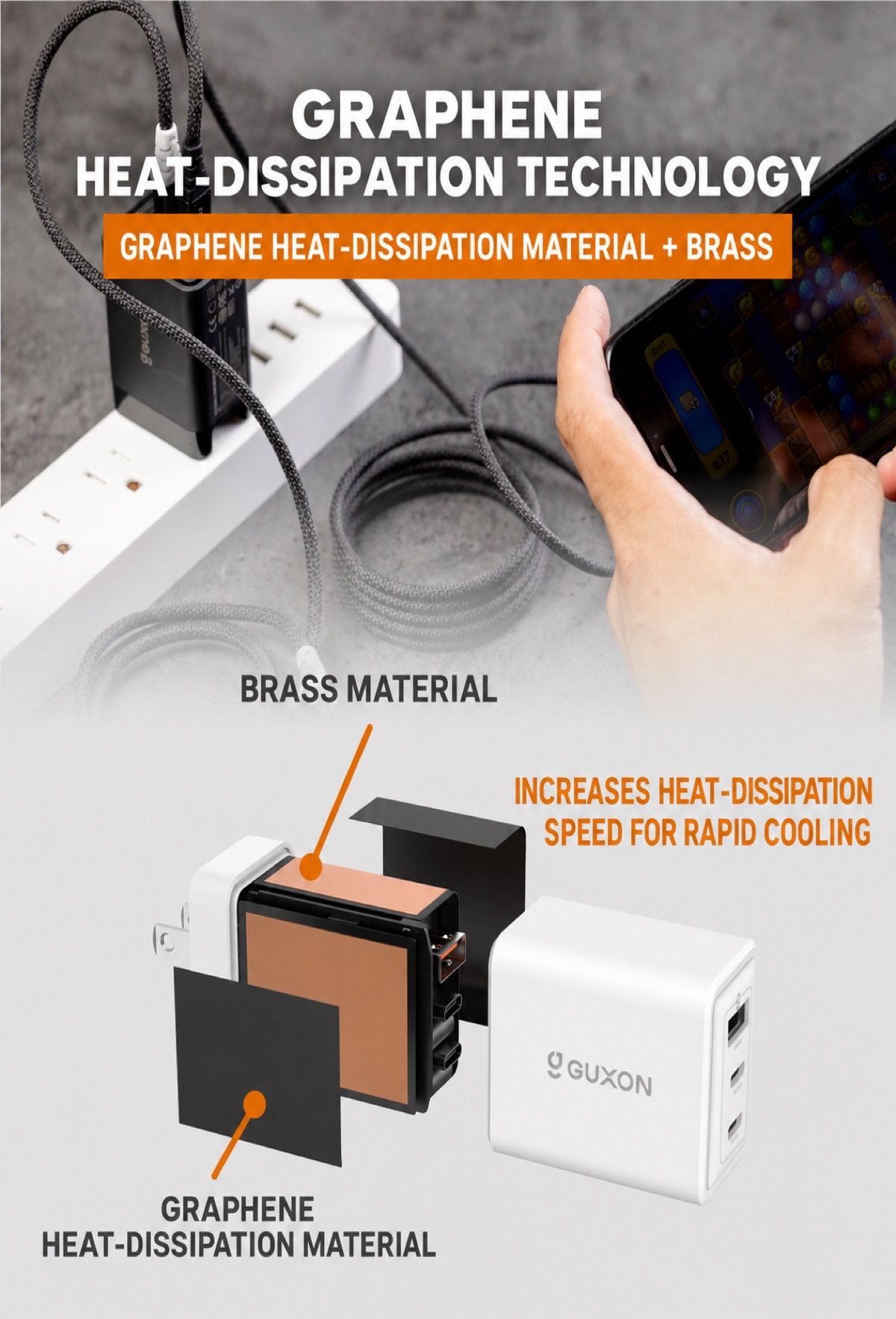 Graphene heat-dissipation technology with brass material for rapid cooling