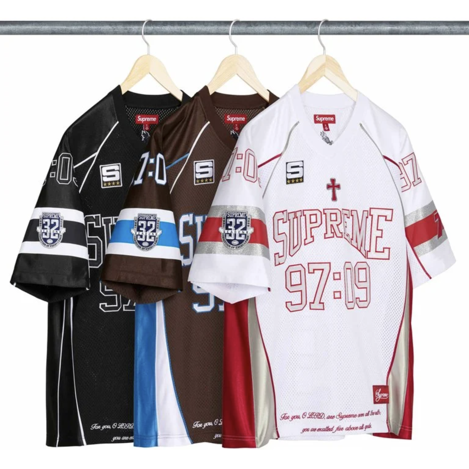-(B3a01)-SUPREME DISCIPLES FOOTBALL JERSEY 耶穌 球衣 黑色/咖啡/白色-FW26KN15