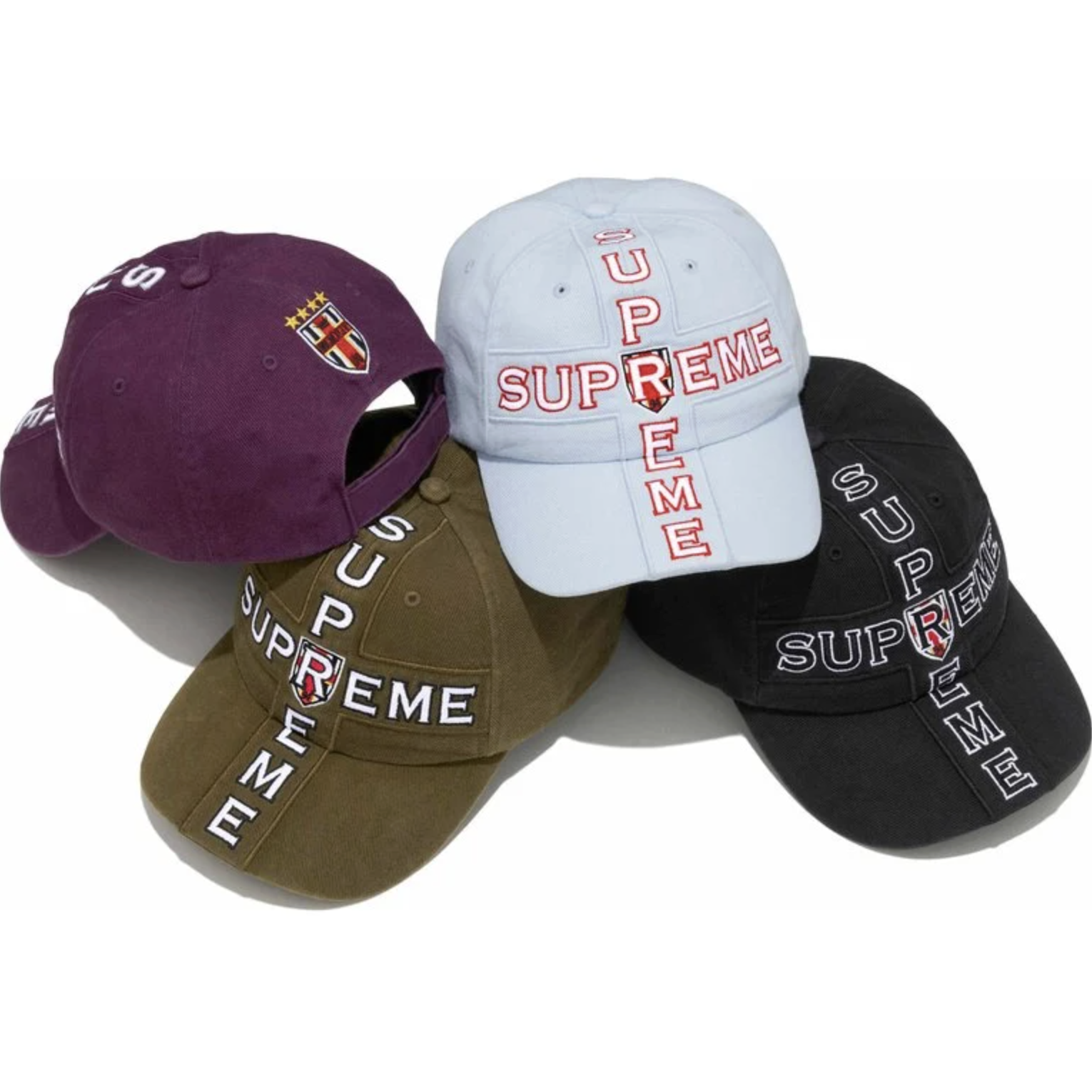 -(B06)-SUPREME CROSS 6-PANEL 十字 LOGO 六分割帽 黑色/淺藍 /紫色/橄欖綠-FW26H63
