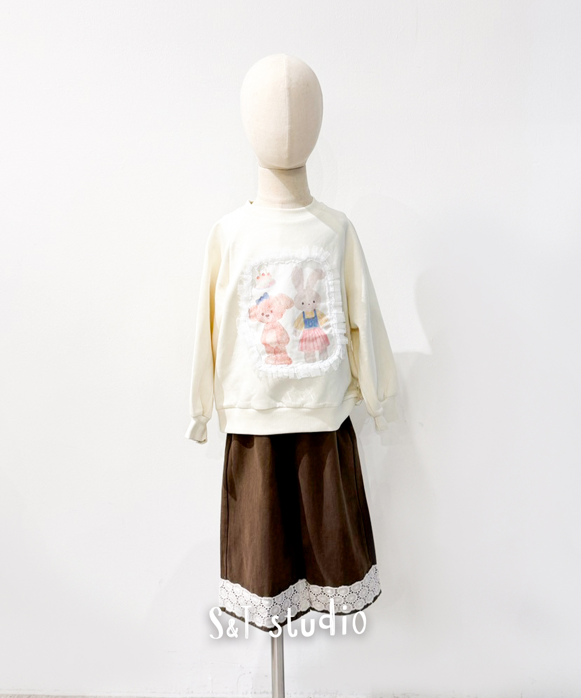 蕾絲滾邊絨褲(90-130)