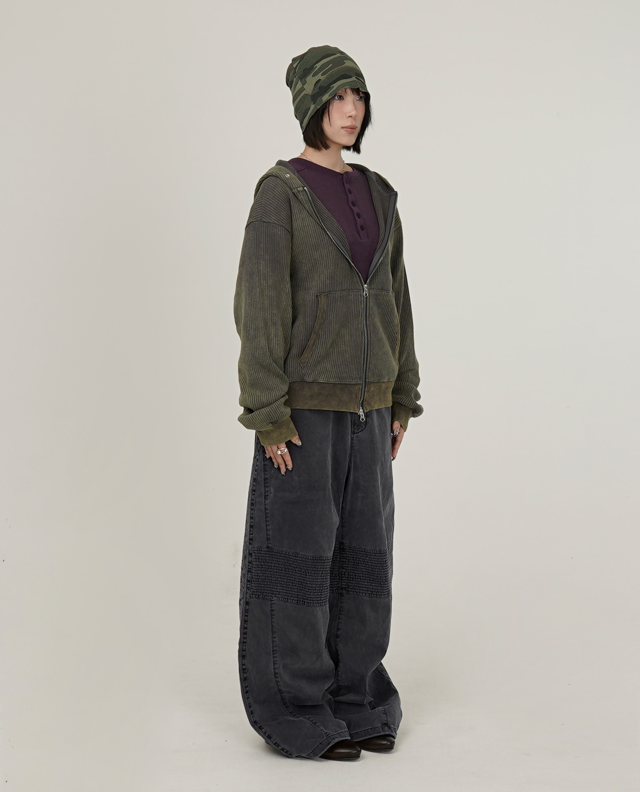 999HUMANITY ADVENTURE BLEACHED HOODED ZIP UP - 26FW
