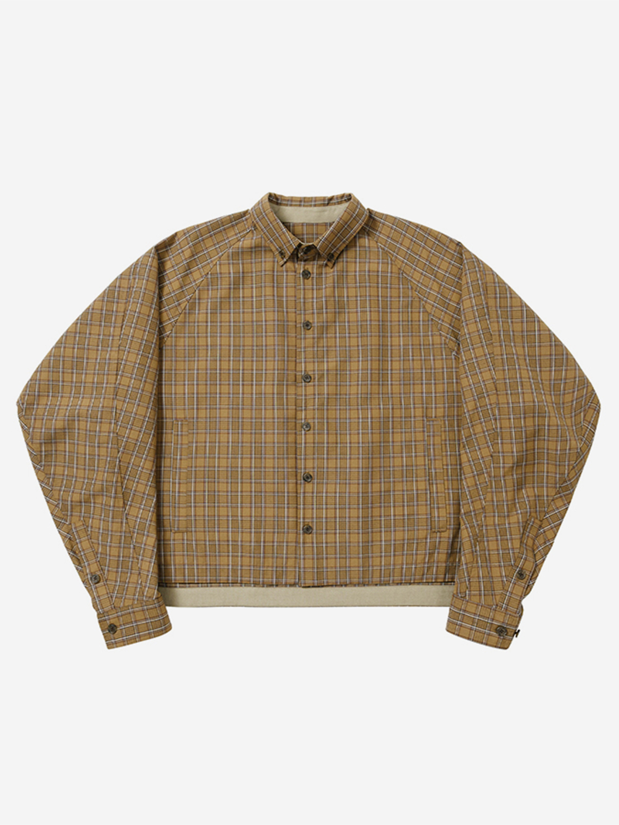 AJOBYAJO CROPPED SCULPTED RAGLAN CHECK SHIRT 襯衫