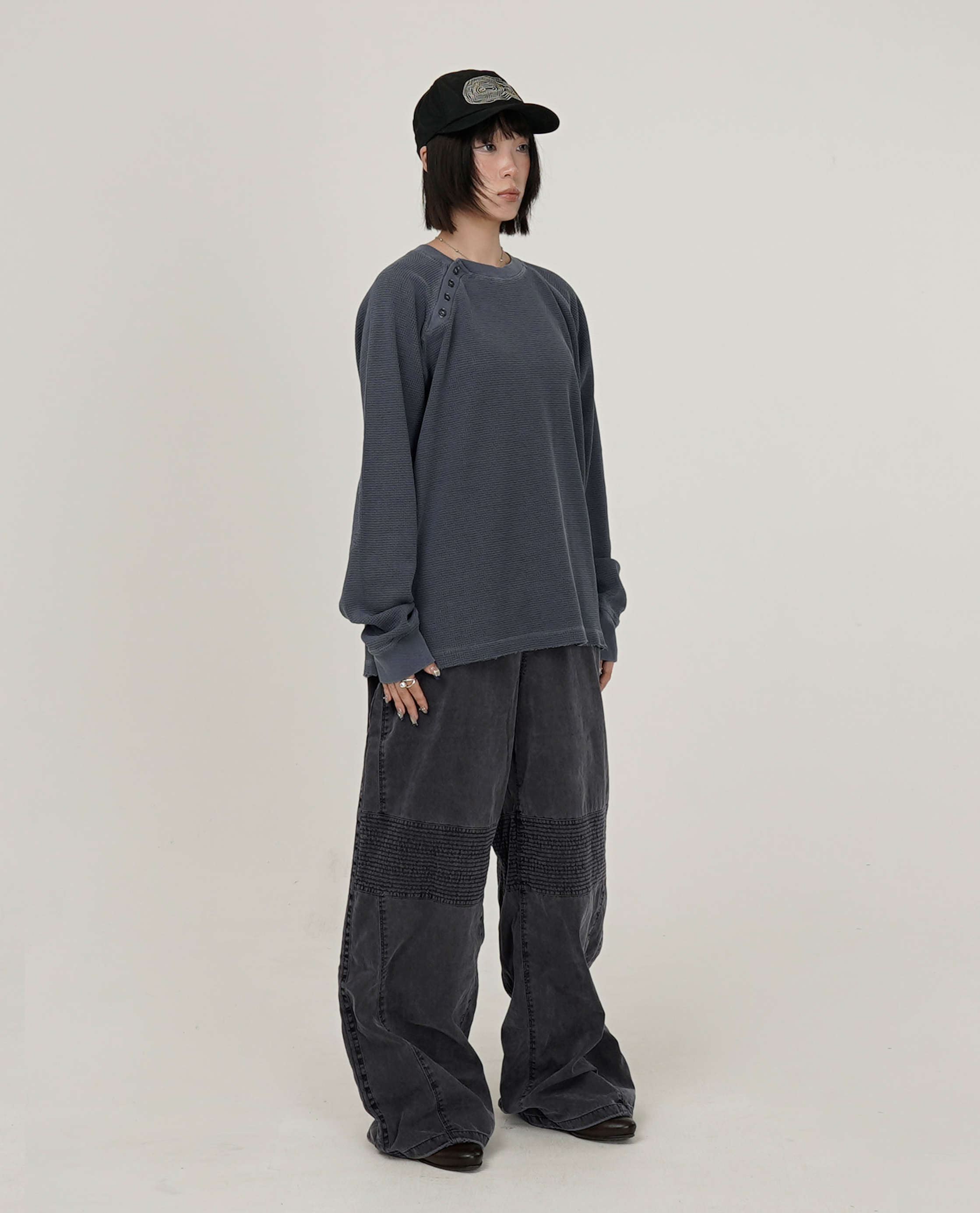 999HUMANITY RAW HENRY NECK LONG SLEEVE TEE - 26FW