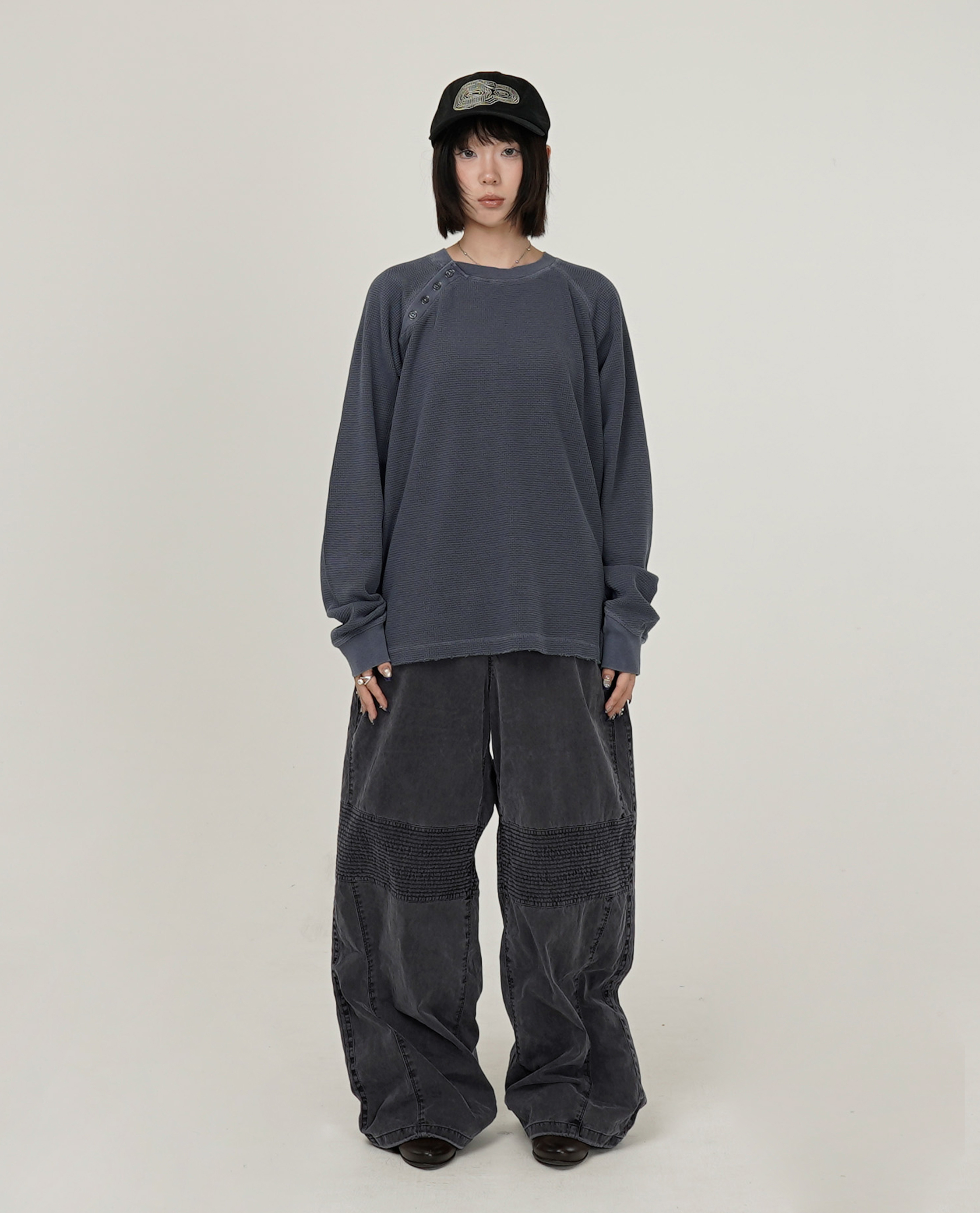 999HUMANITY RAW HENRY NECK LONG SLEEVE TEE - 26FW