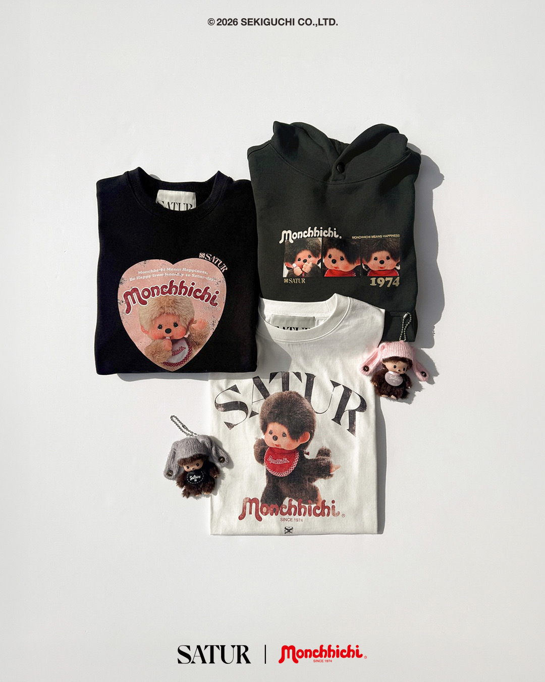 【預購】韓國代購 Satur x Monchhichi 蒙奇奇 限量 聯名款 長袖 帽T 經典大學Tee 多款可選