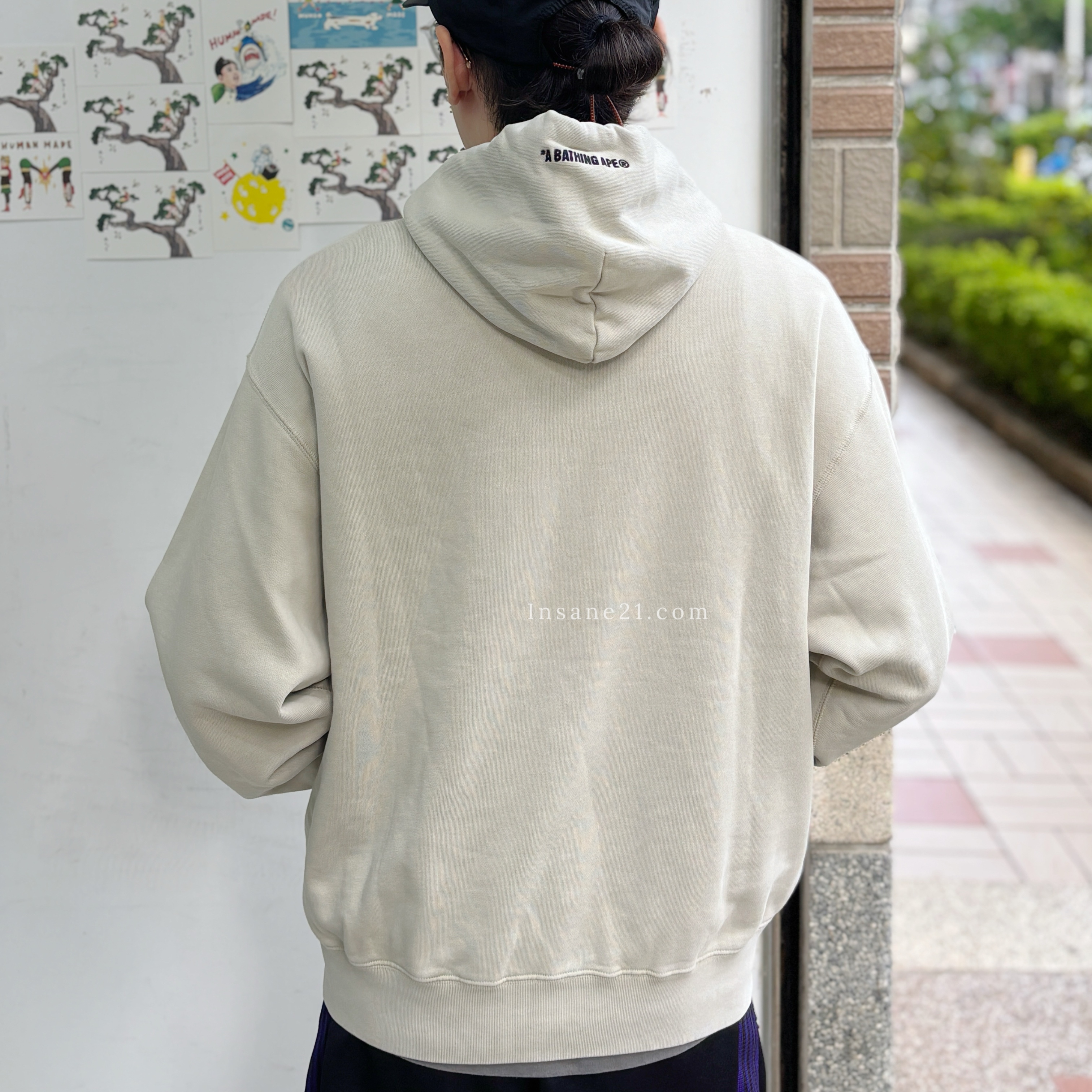 BAPE A BATHING APE 卡其 經典LOGO 帽踢 長袖 秋冬服飾