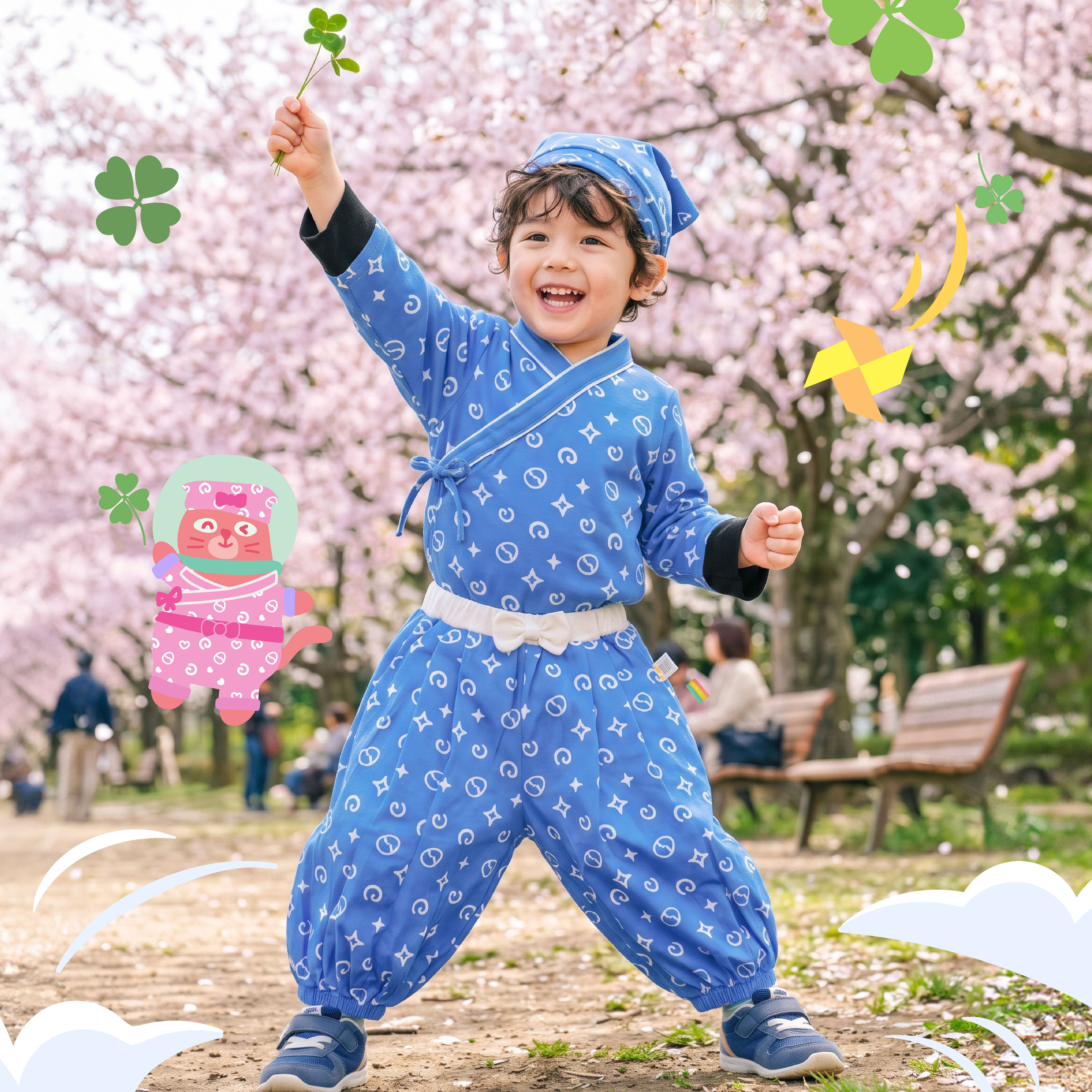 Sky Blue Ninja Baby Training Set (Headband, Top & Pants)