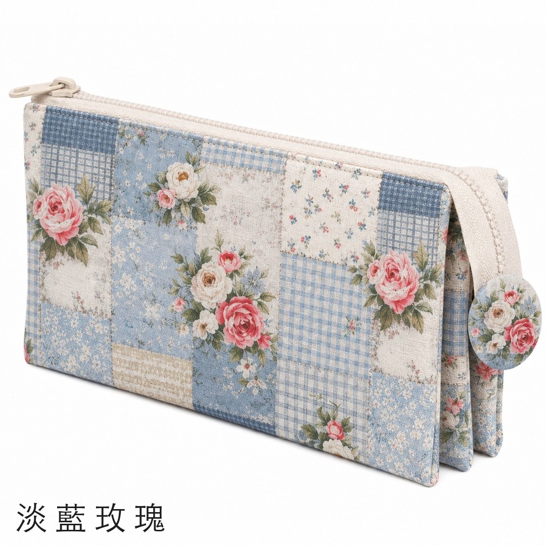 5-layer organizer pouch DIY kit — Soft Blue Roses