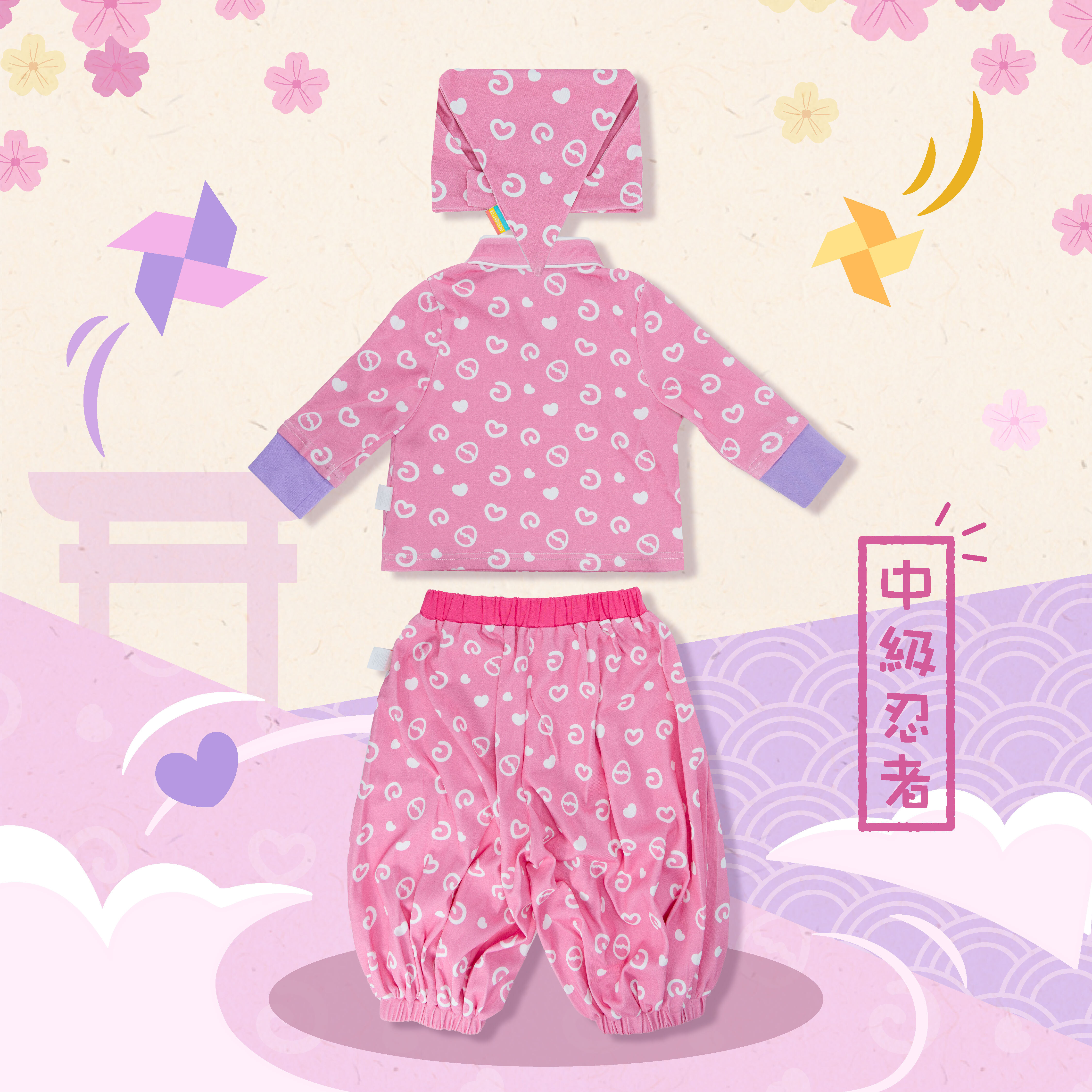 Peachy Pink Ninja Baby Training Set (Headband, Top & Pants)
