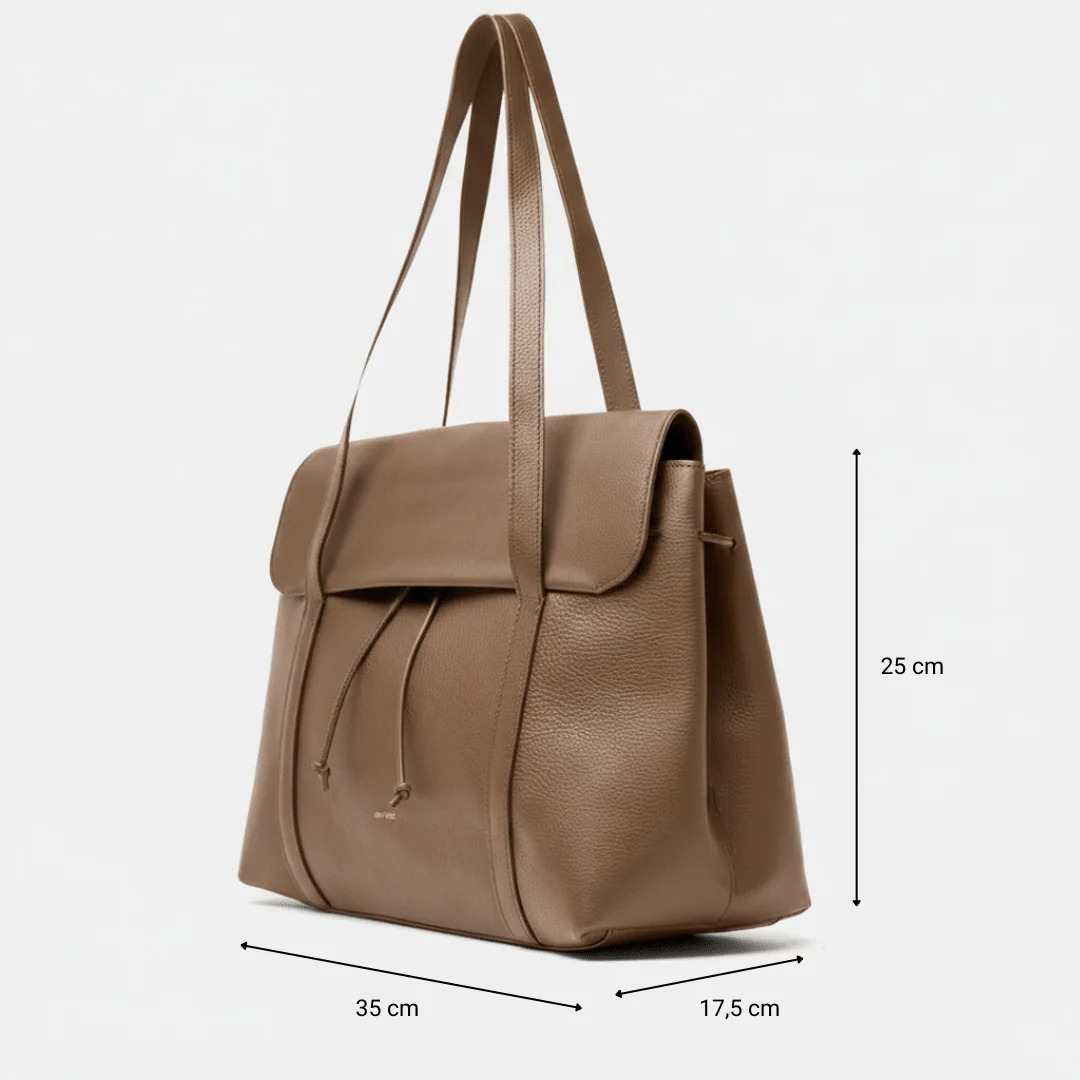 Shopper 翻蓋納帕皮革托特包 - 灰褐