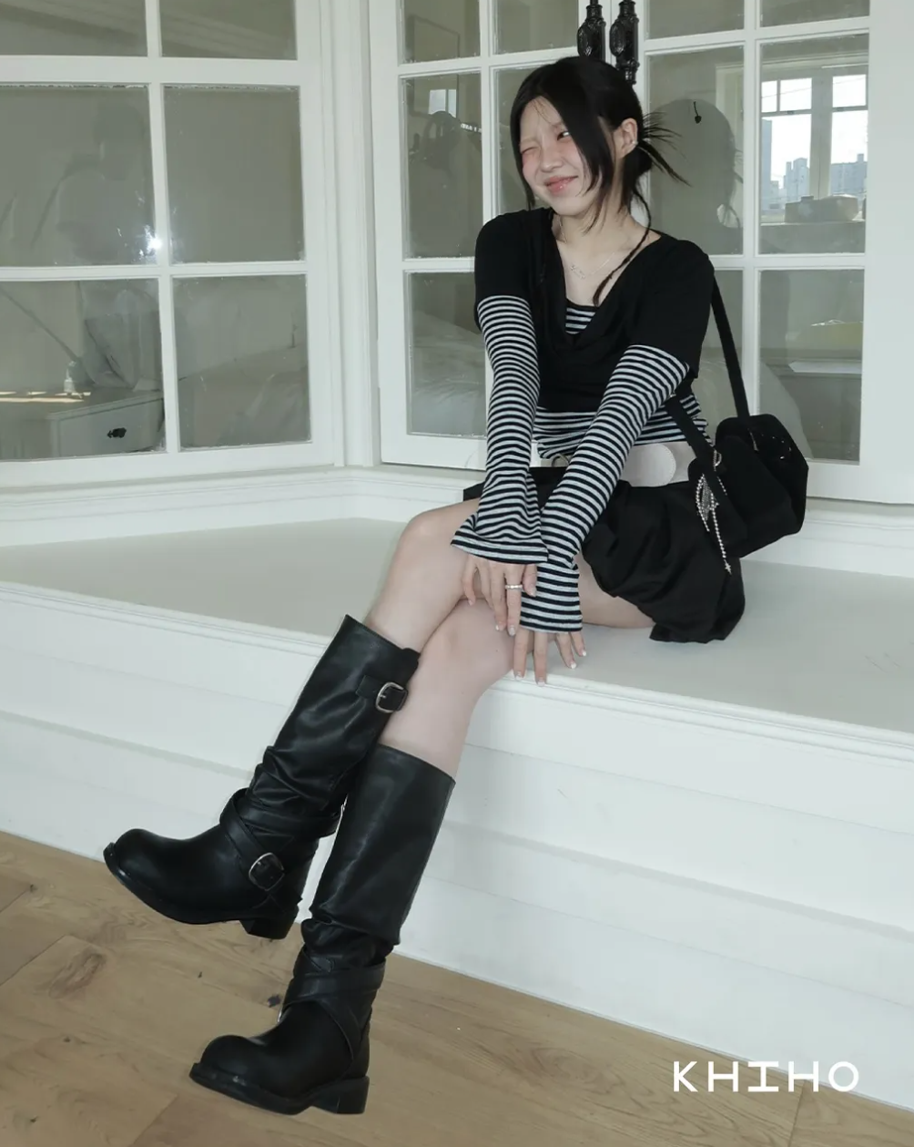 韓國代購｜KARINA同款！KHIHO Raven Foldable Buckle Boots (3 Colours)
