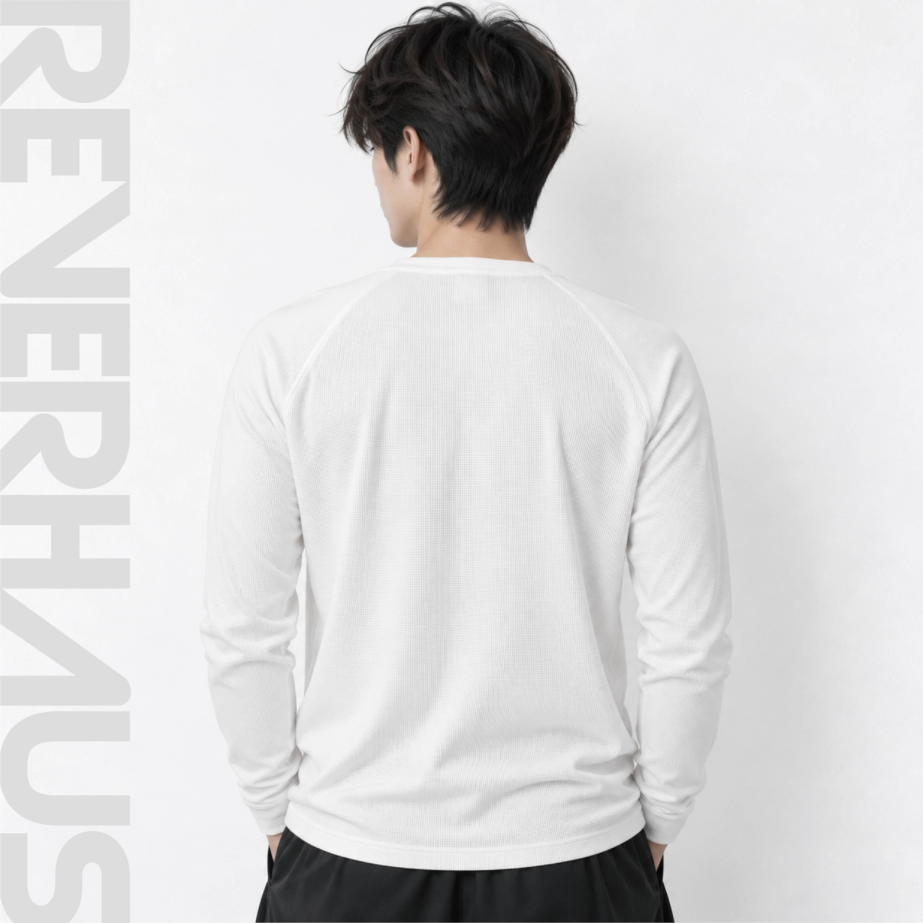 【 DESCENTE｜立體織紋網眼運動長袖TEE - 白 】