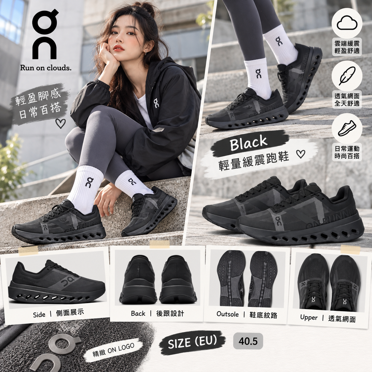【預購】On N101532 ORS Cloudsurfer 女裝跑鞋 (黑色)
