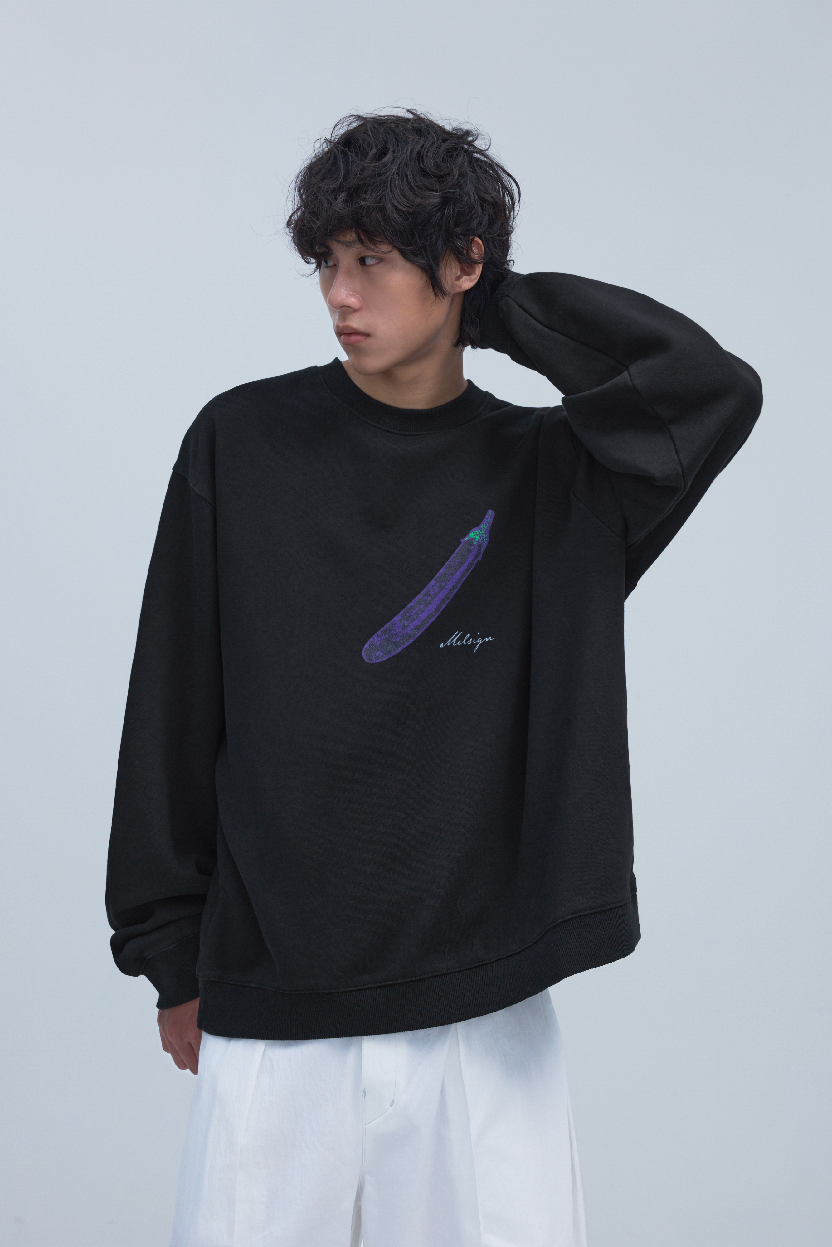 MELSIGN - 挑食俱樂部 - 茄子大學 Tee - Black