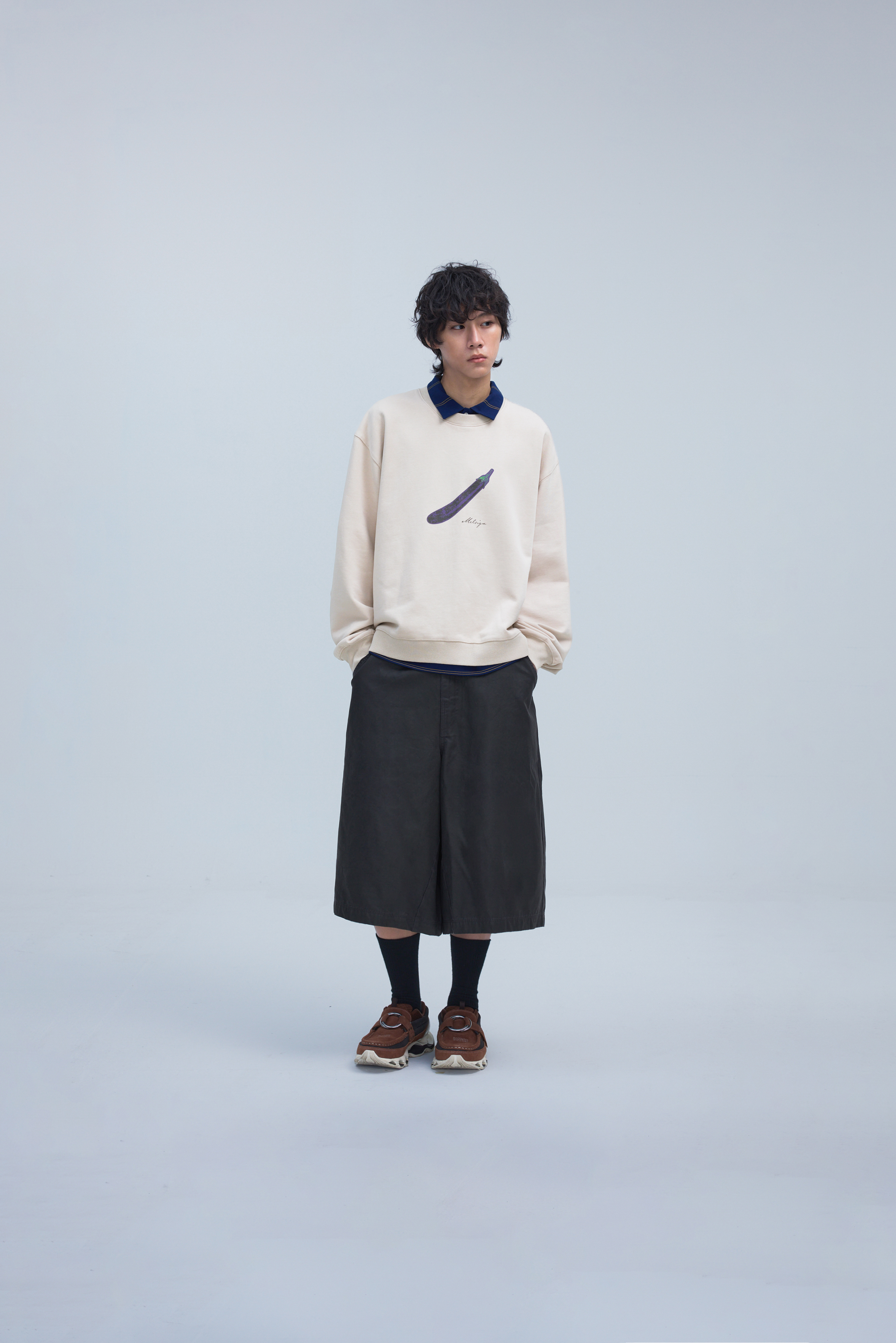 MELSIGN - 挑食俱樂部 - 茄子大學 Tee - Beige