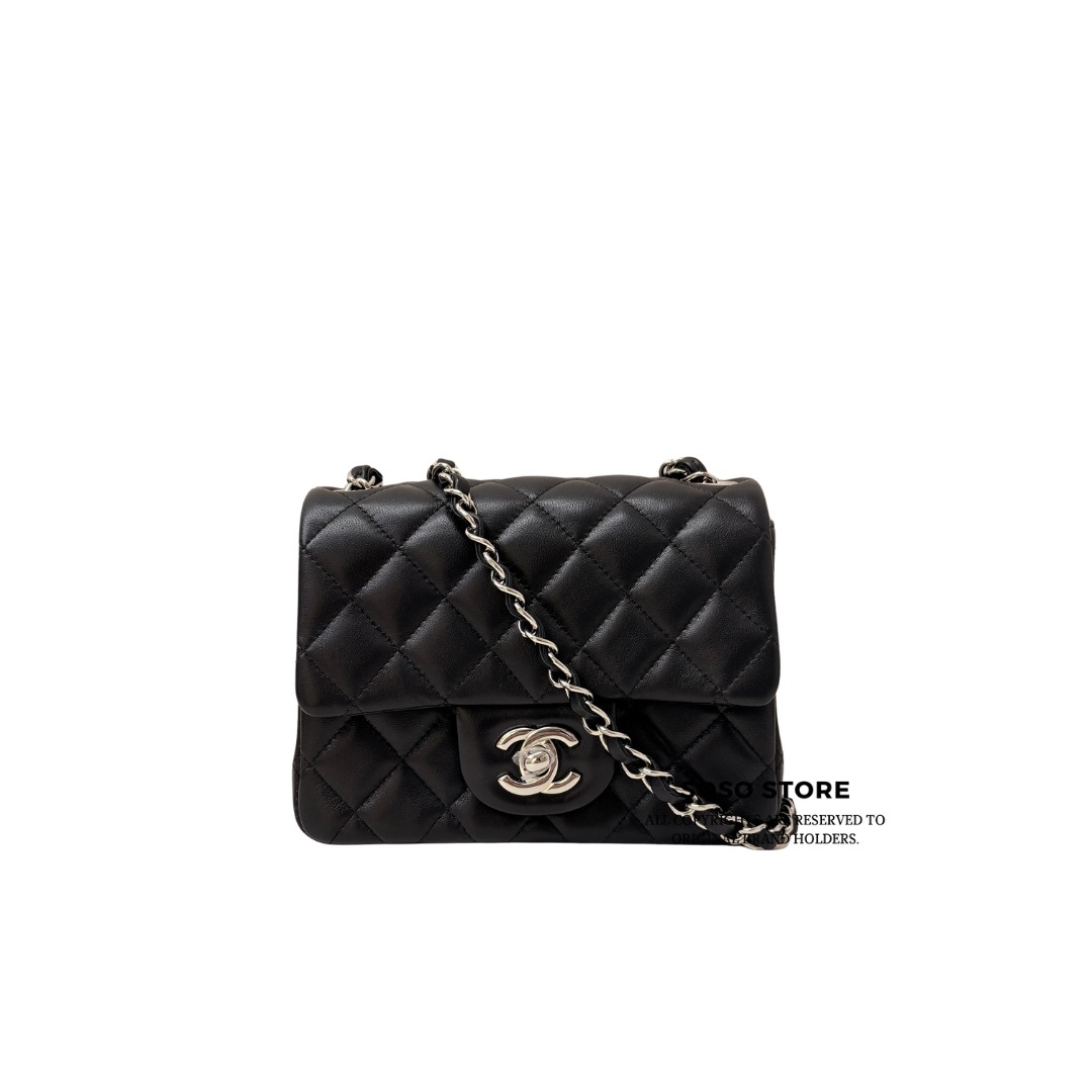 Classic Mini Square Flap Bag - black / SHW